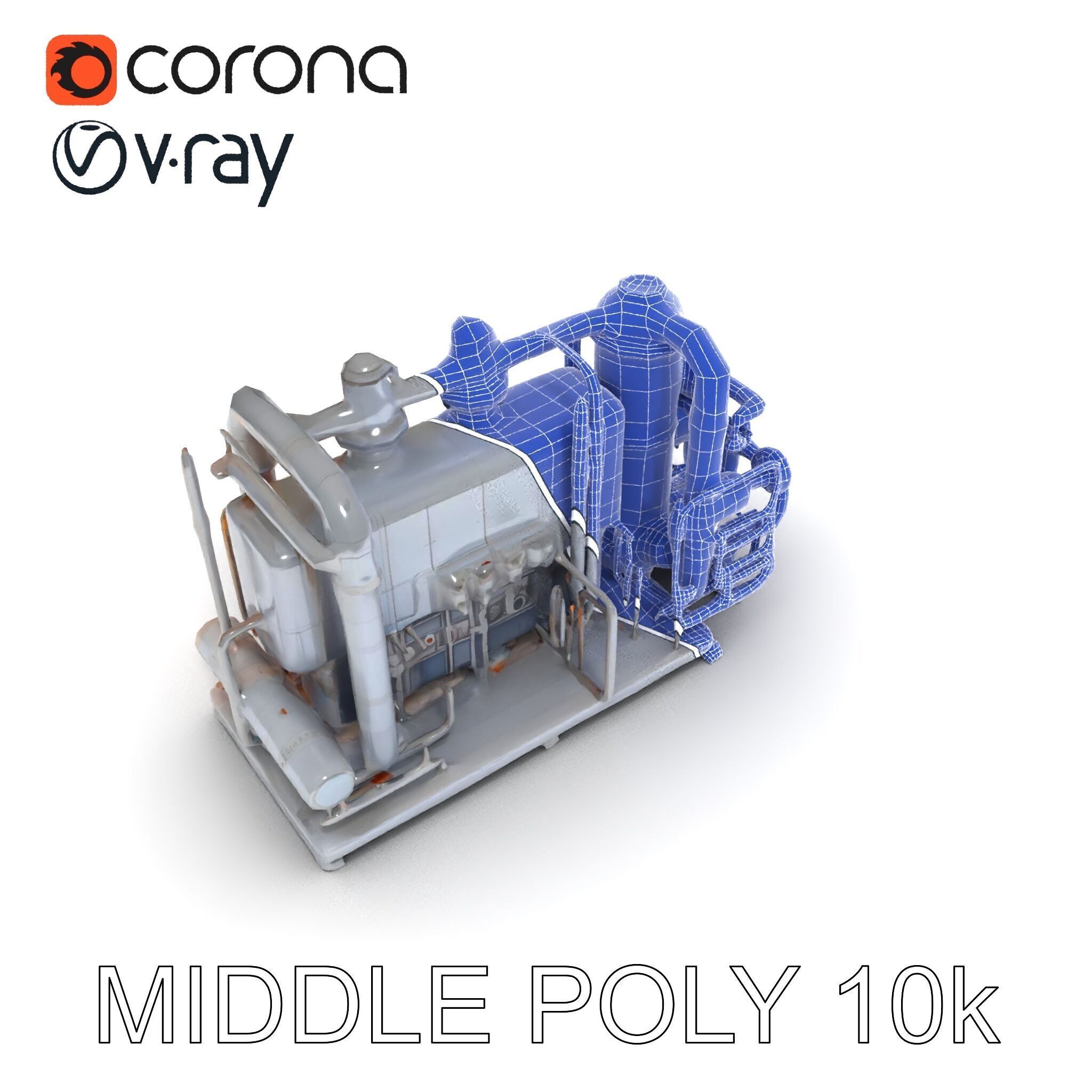 Industrial Engine Model Pack with PBR Textures Low-poly 3D model_32