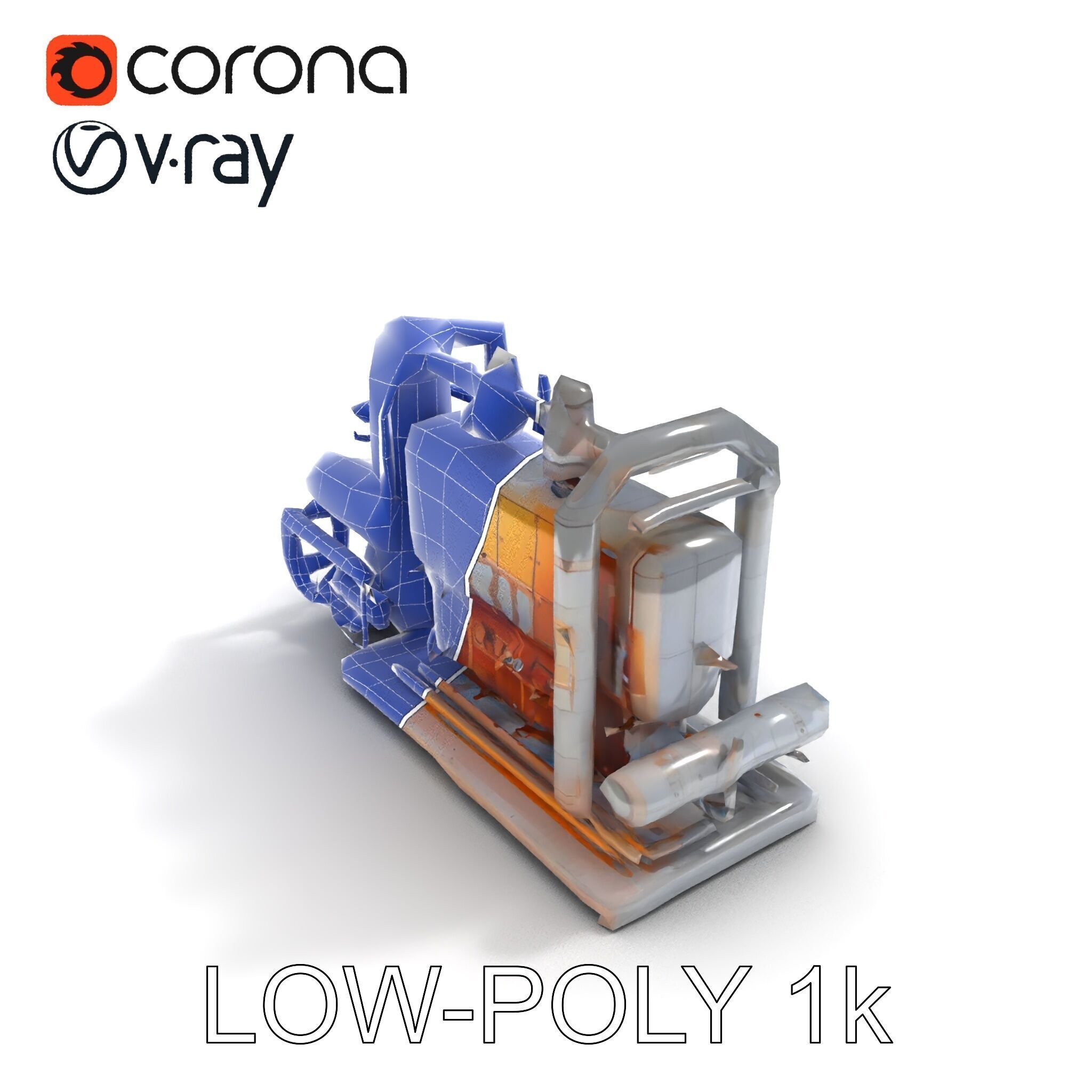 Industrial Engine Model Pack with PBR Textures Low-poly 3D model_31