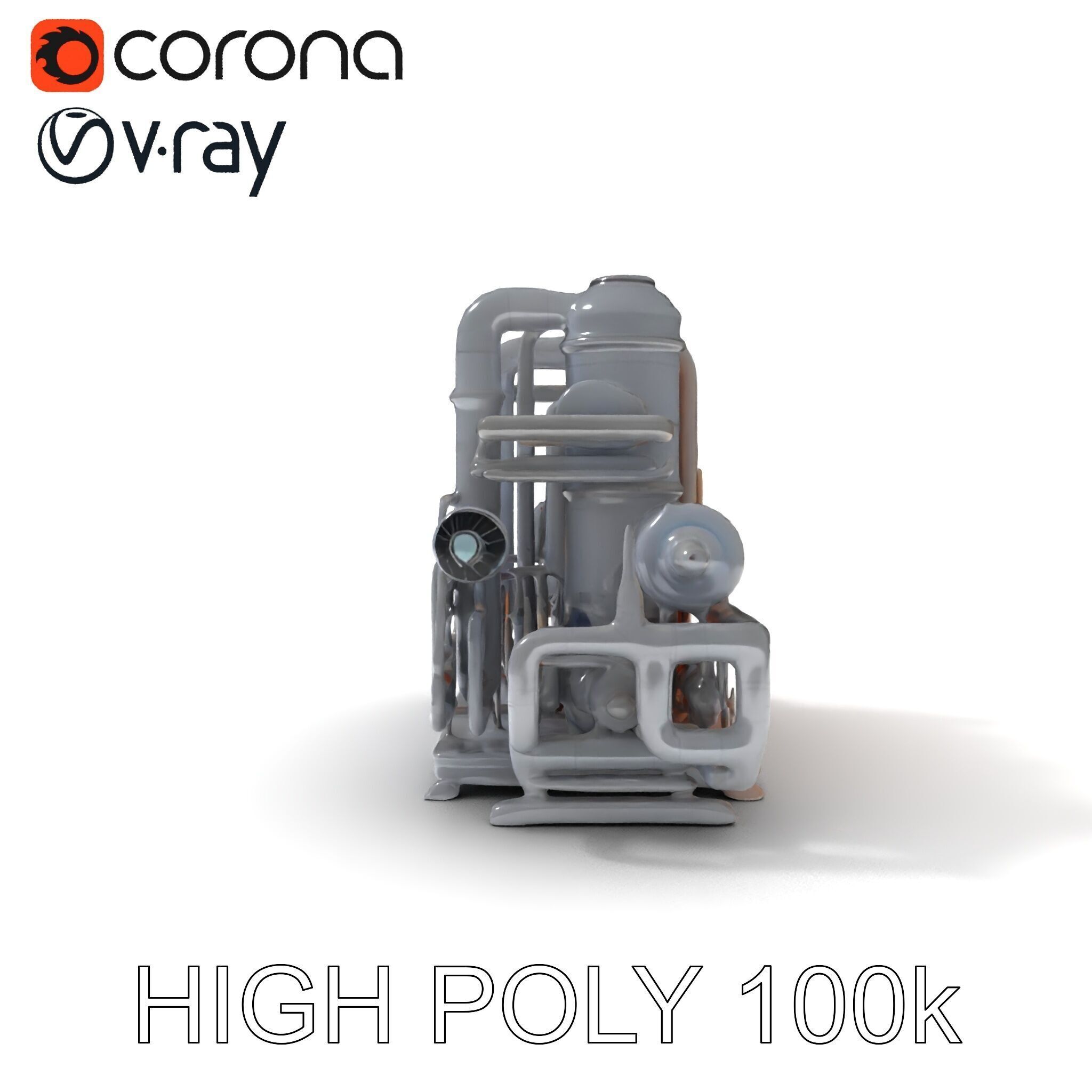 Industrial Engine Model Pack with PBR Textures Low-poly 3D model_35