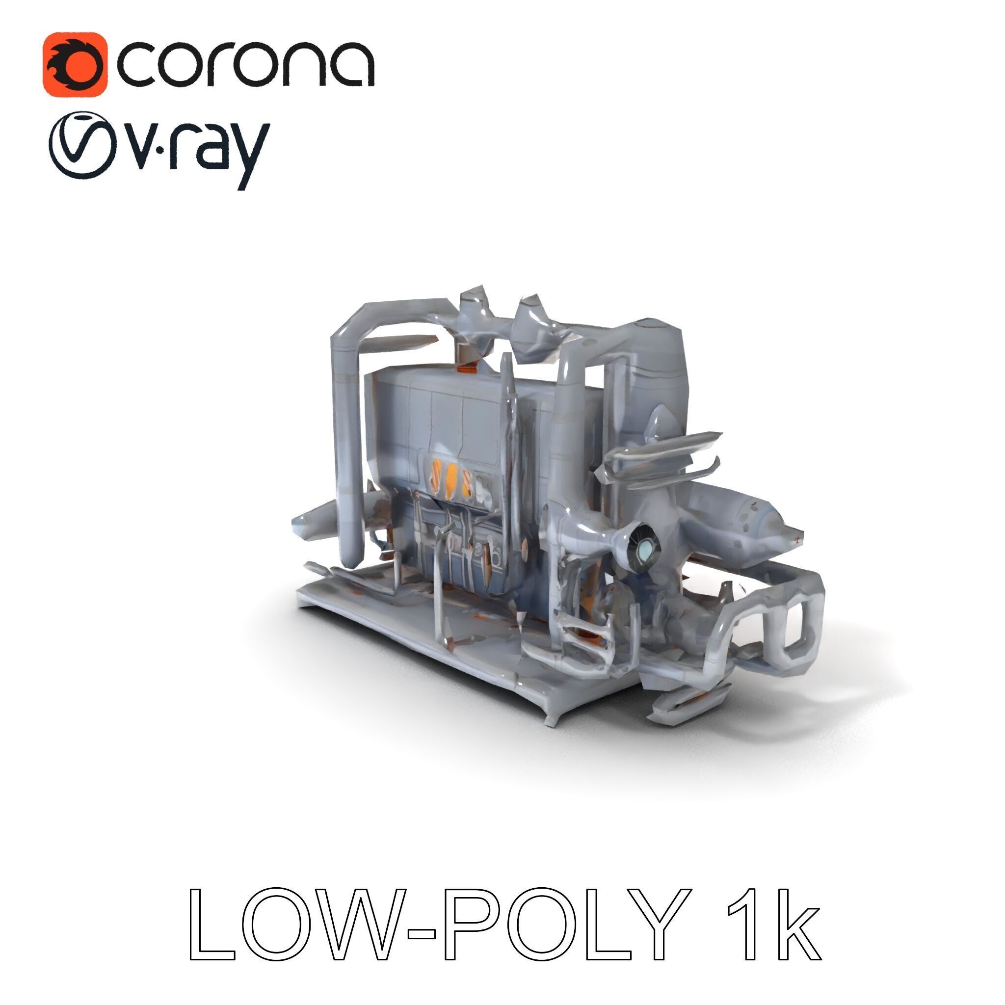 Industrial Engine Model Pack with PBR Textures Low-poly 3D model_23