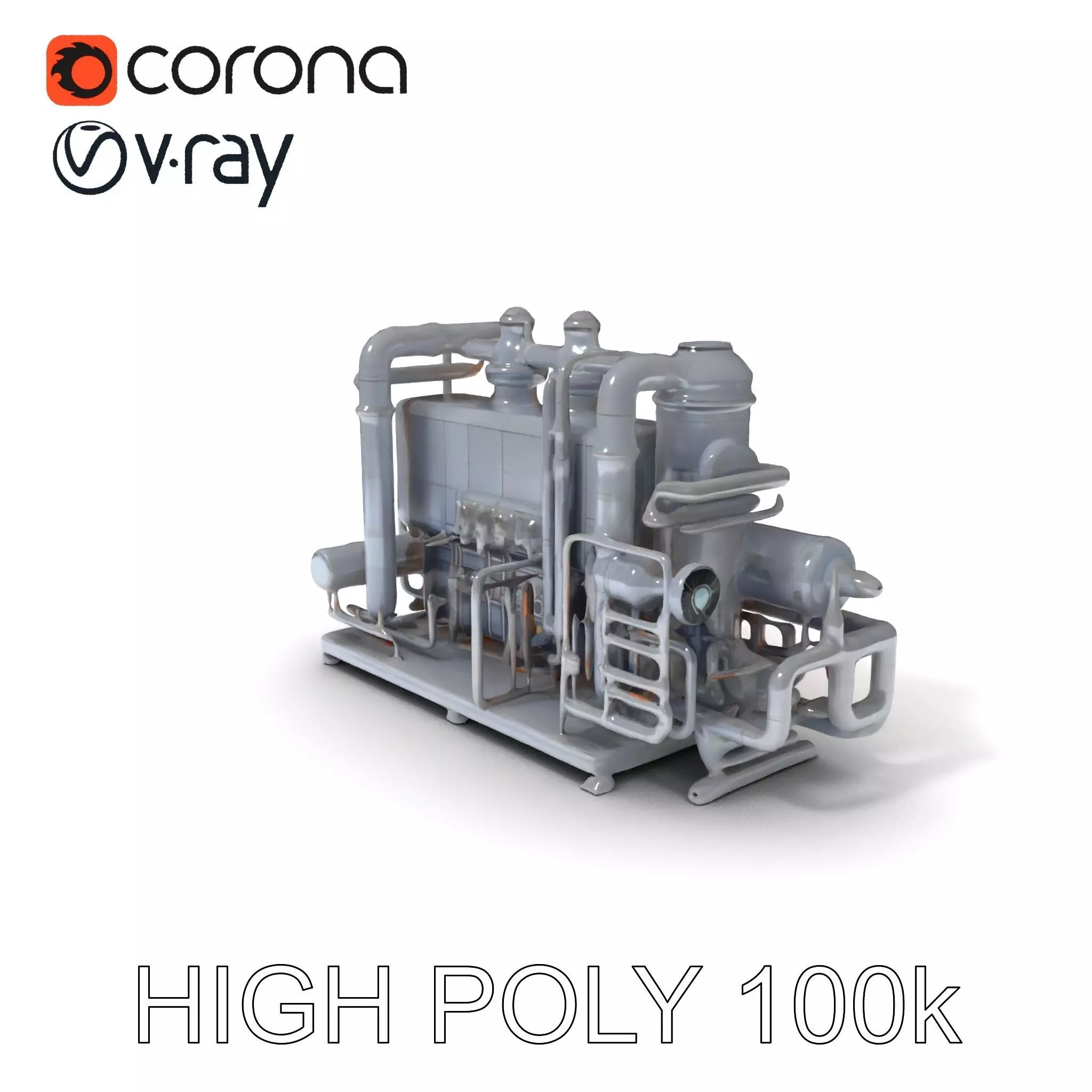 Industrial Engine Model Pack with PBR Textures Low-poly 3D model_0