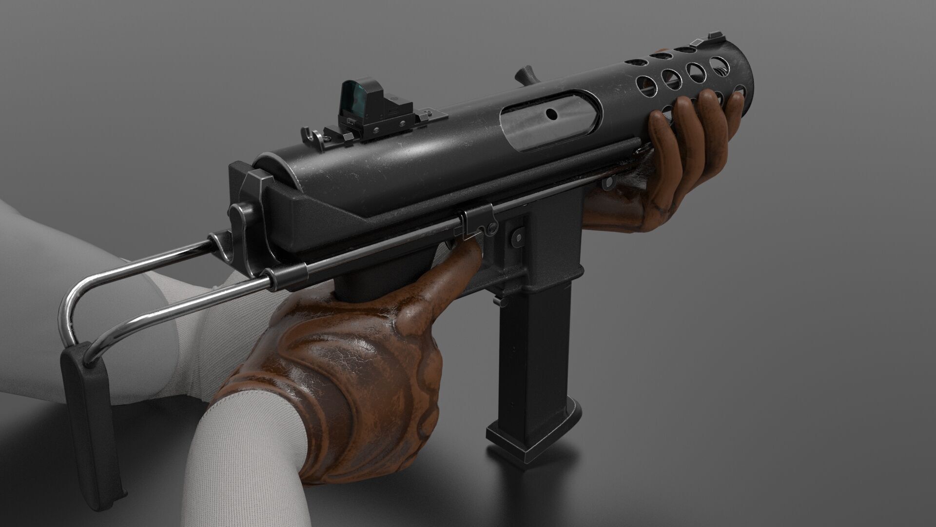 Tec9 Semiauto Pistol Fps - Tps Low-poly 3D model_4