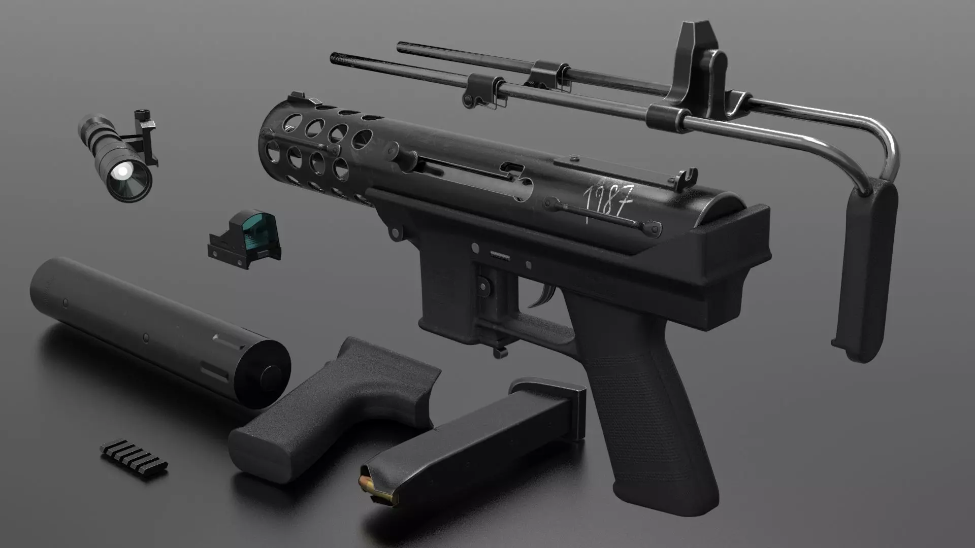 Tec9 Semiauto Pistol Fps - Tps Low-poly 3D model_0