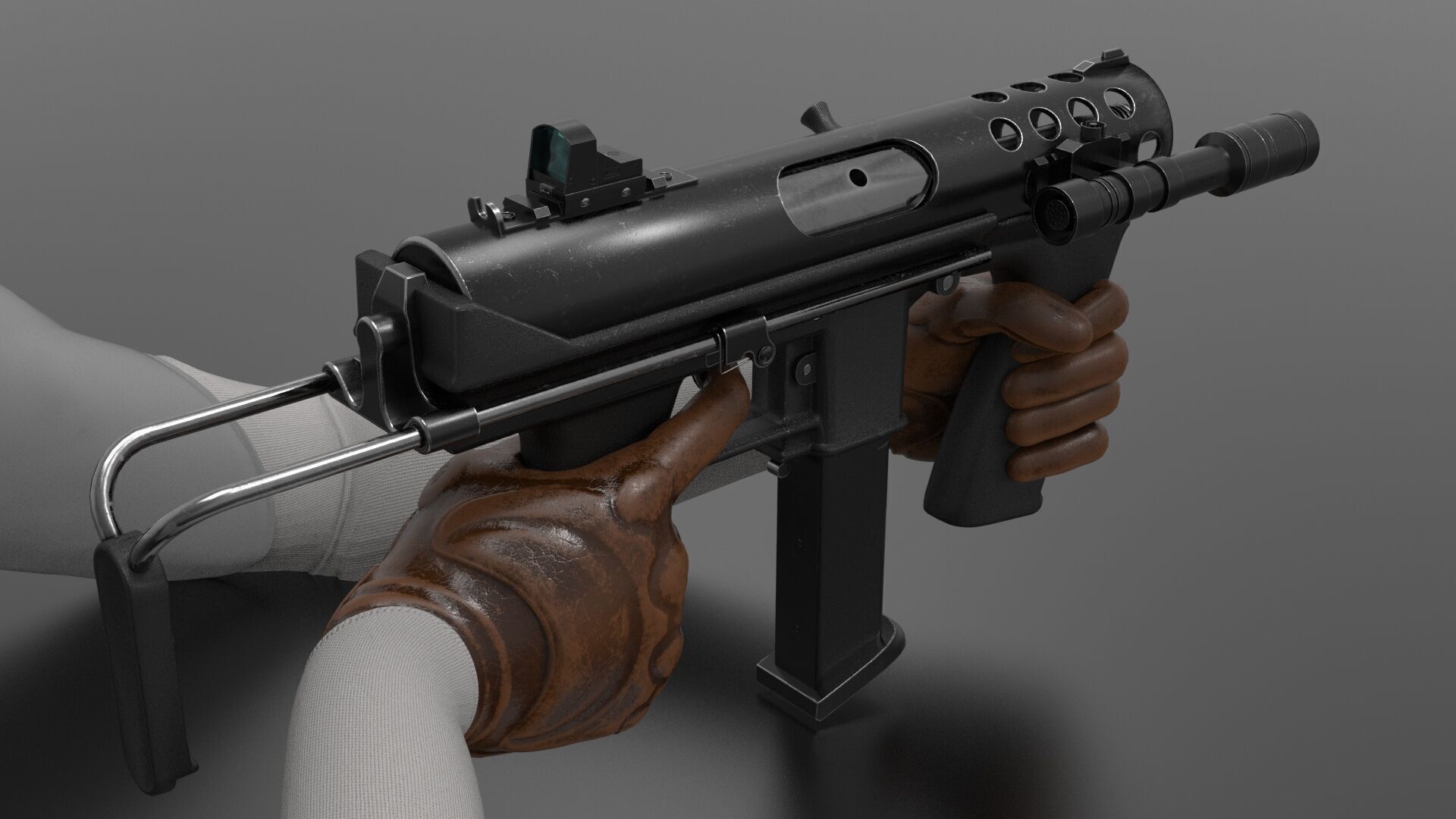 Tec9 Semiauto Pistol Fps - Tps Low-poly 3D model_3