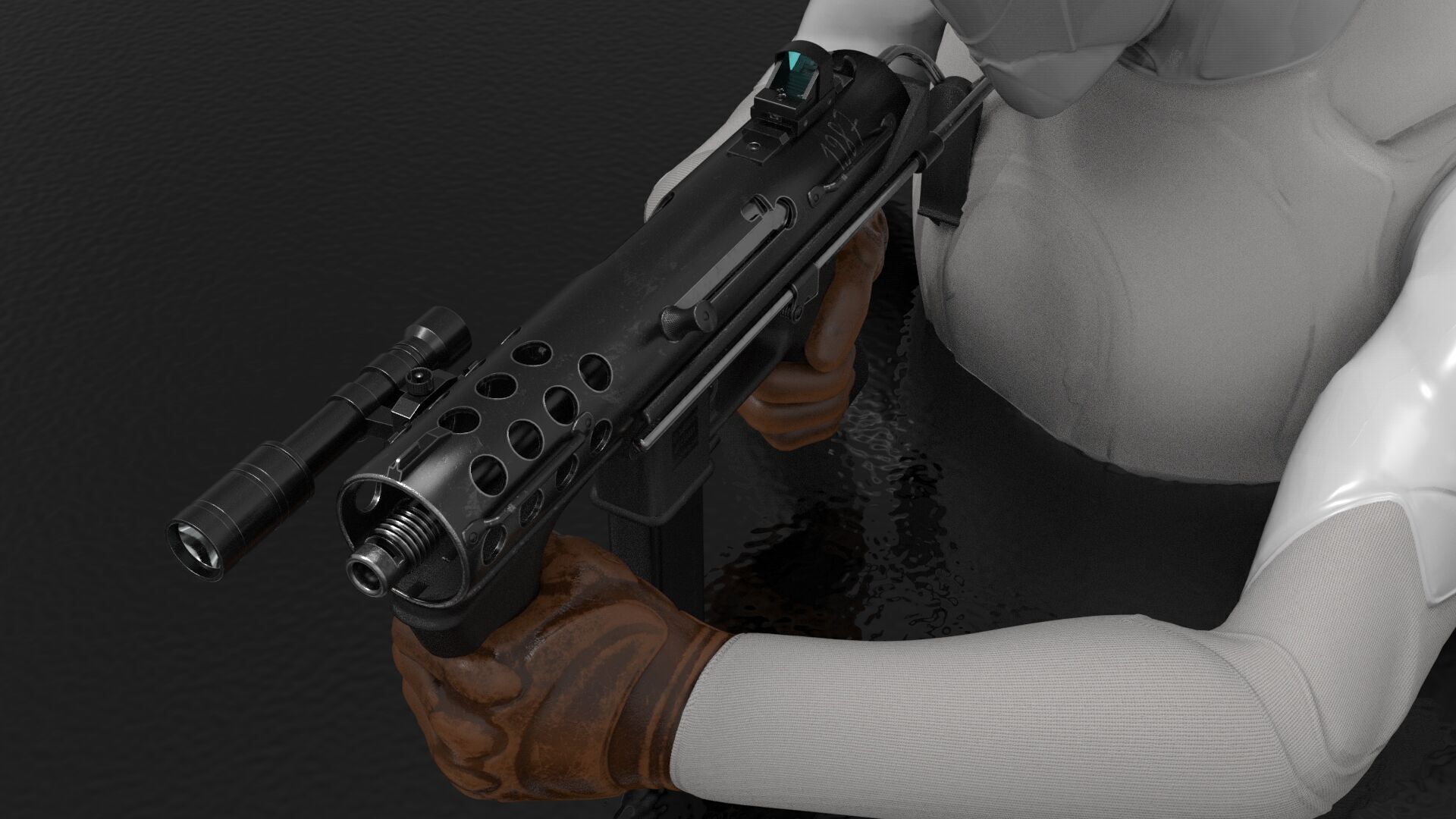 Tec9 Semiauto Pistol Fps - Tps Low-poly 3D model_5