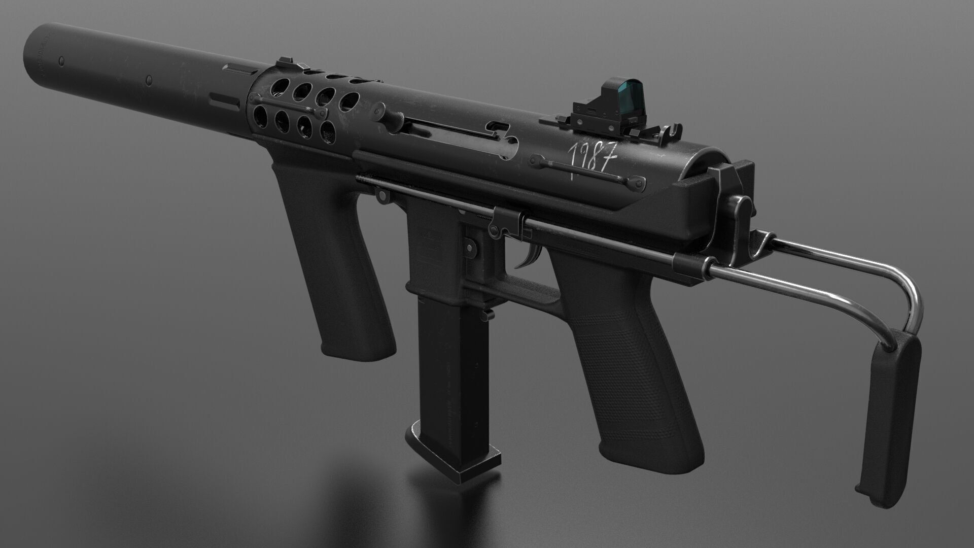 Tec9 Semiauto Pistol Fps - Tps Low-poly 3D model_7