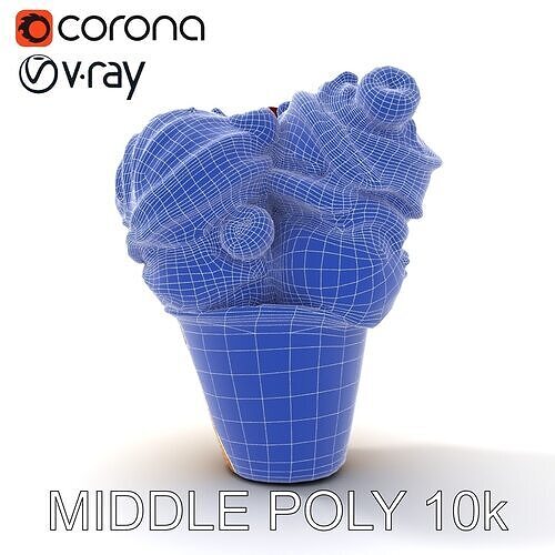Ice Cream Cone with Raspberries D Model Pack Low-poly 3D model 6