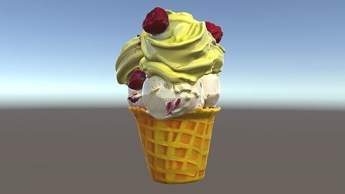 Ice Cream Cone with Raspberries D Model Pack Low-poly 3D model 5