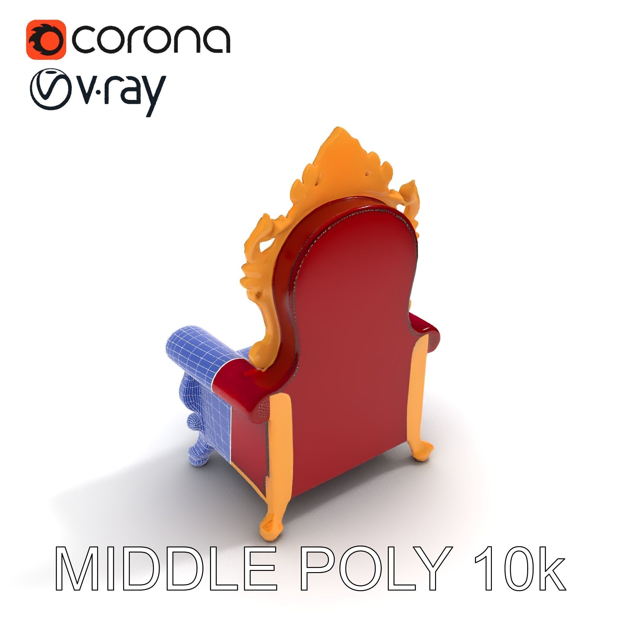 Royal Throne Chair D Model Pack Low-poly 3D model_8