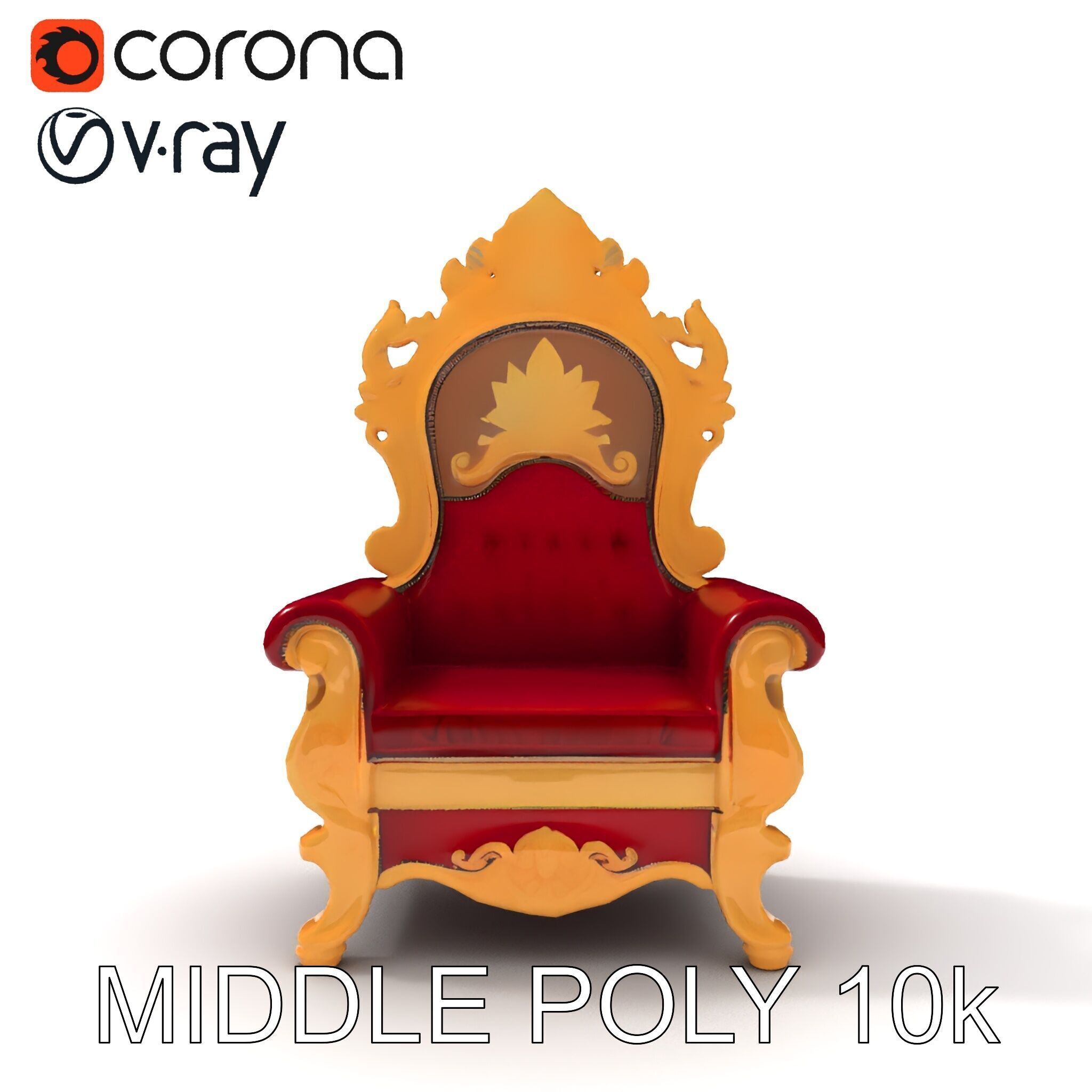 Royal Throne Chair D Model Pack Low-poly 3D model_13