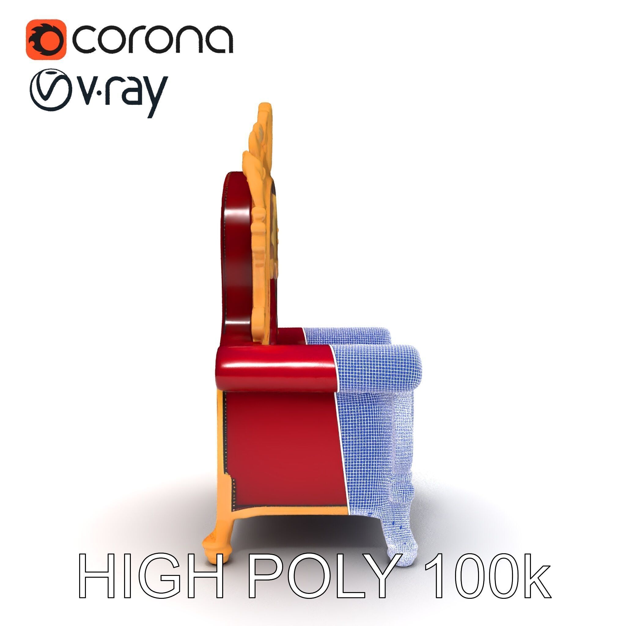 Royal Throne Chair D Model Pack Low-poly 3D model_35