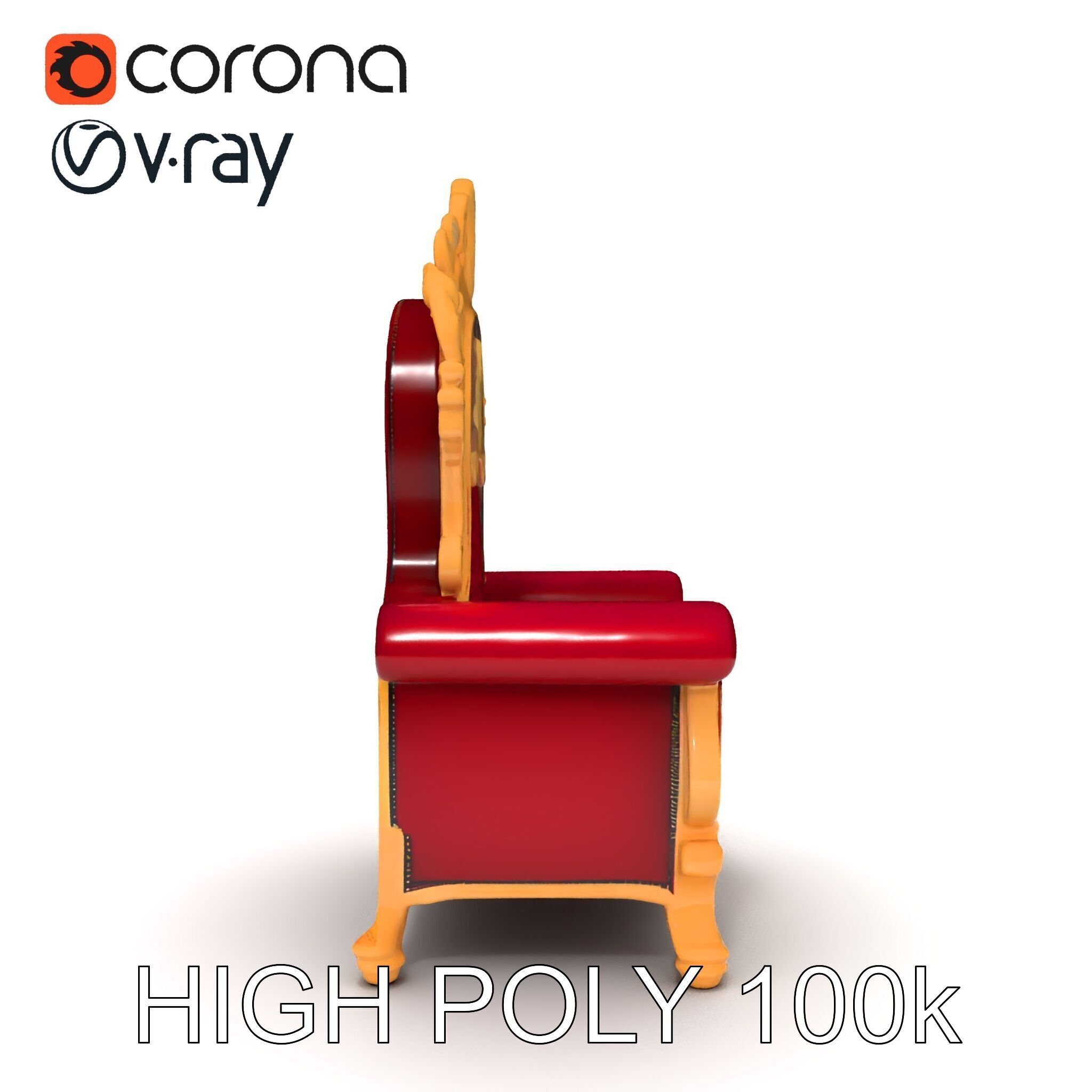 Royal Throne Chair D Model Pack Low-poly 3D model_32