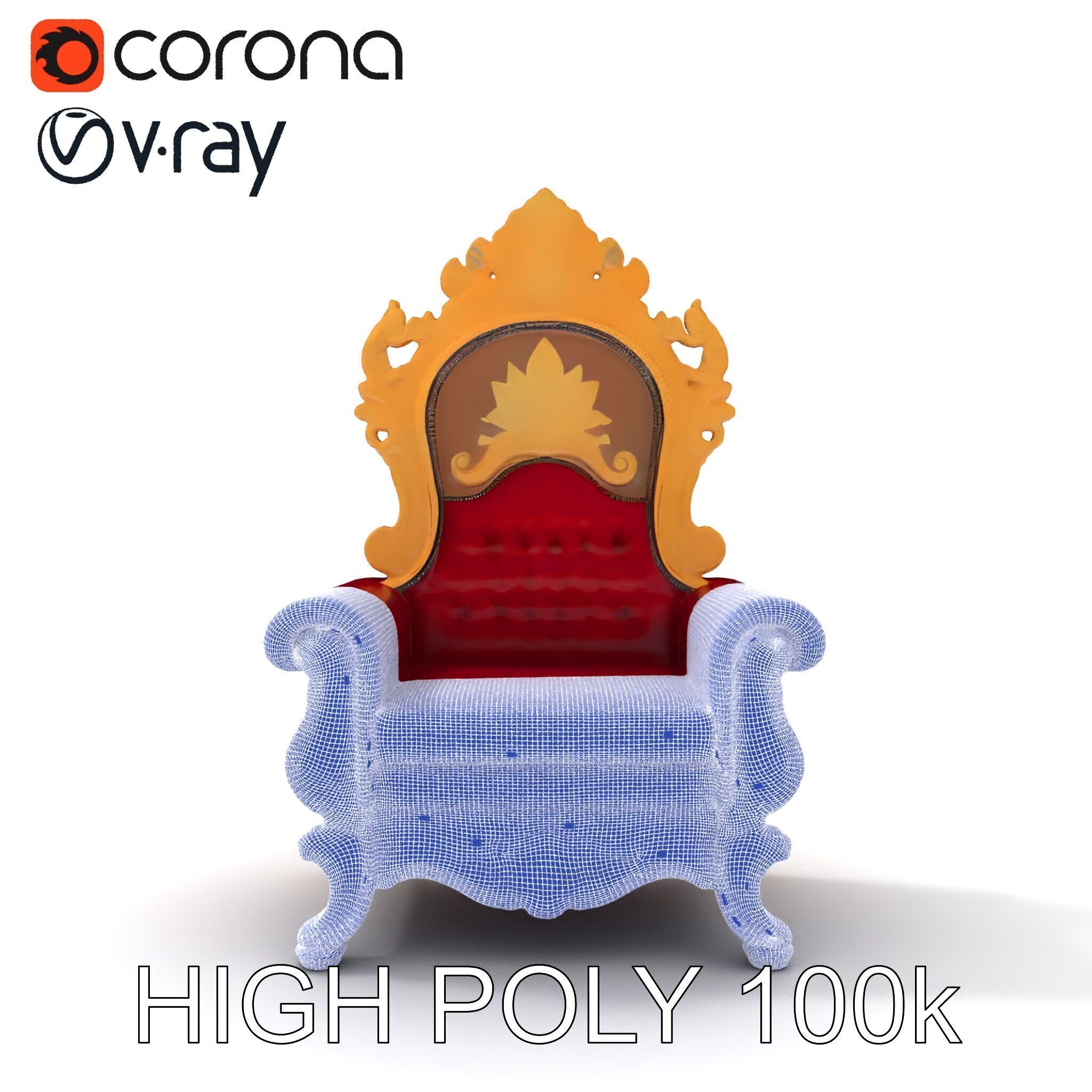 Royal Throne Chair D Model Pack Low-poly 3D model_12