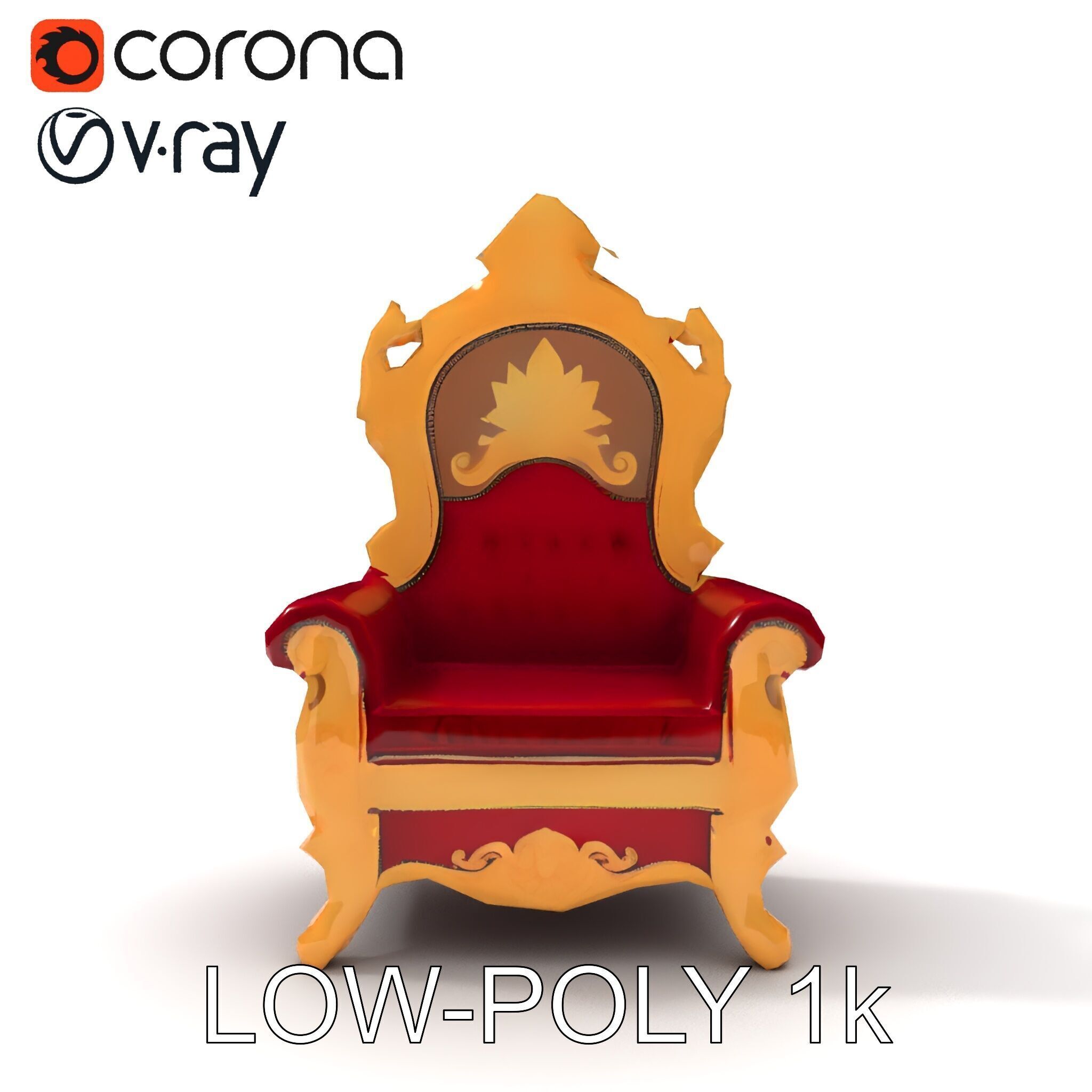 Royal Throne Chair D Model Pack Low-poly 3D model_20