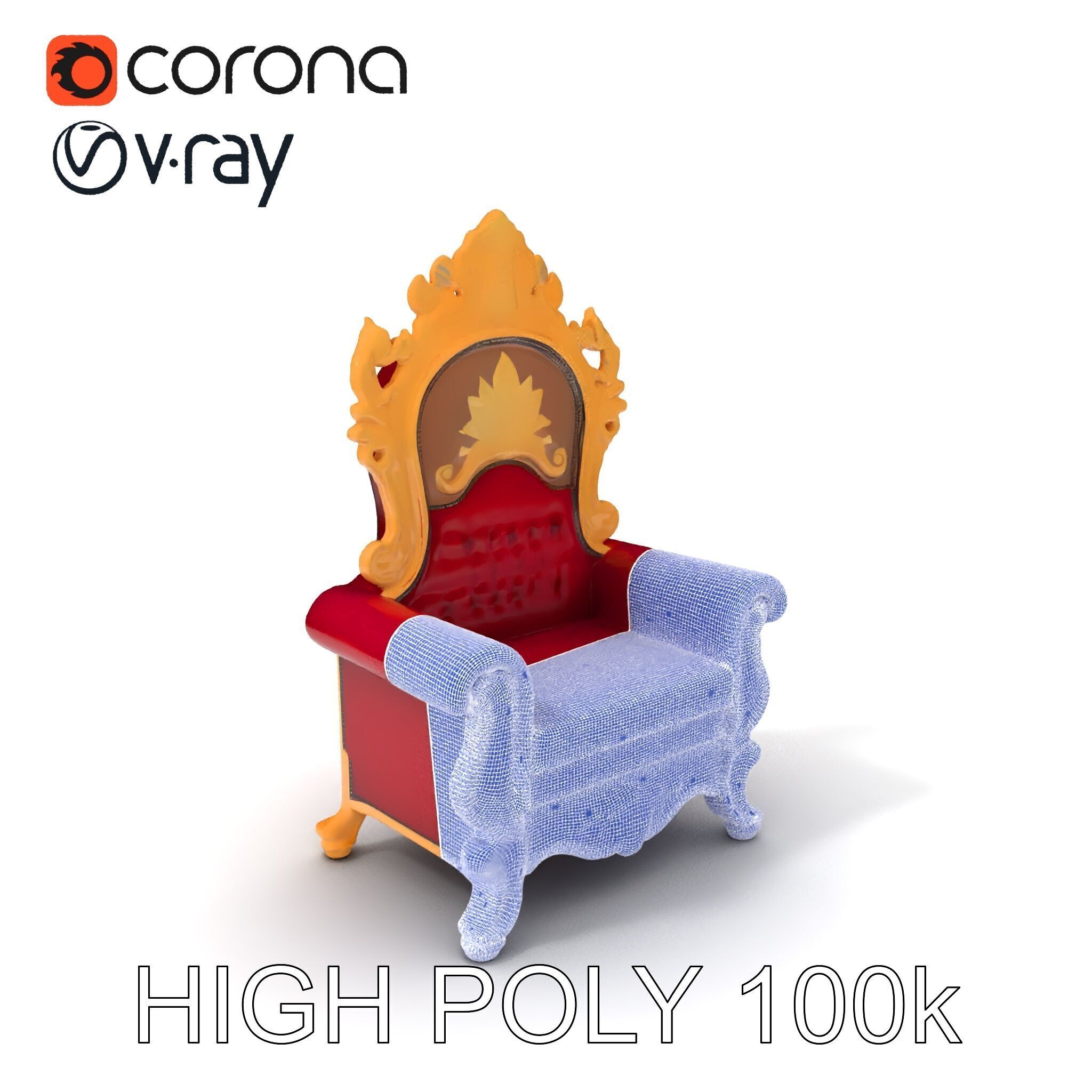 Royal Throne Chair D Model Pack Low-poly 3D model_3