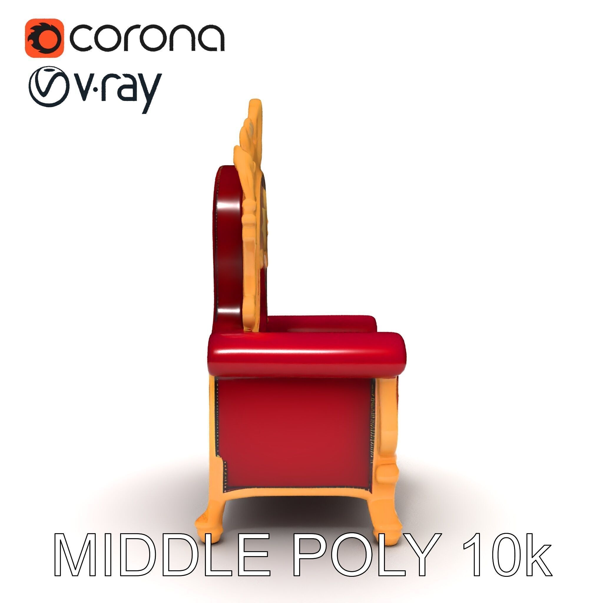 Royal Throne Chair D Model Pack Low-poly 3D model_6