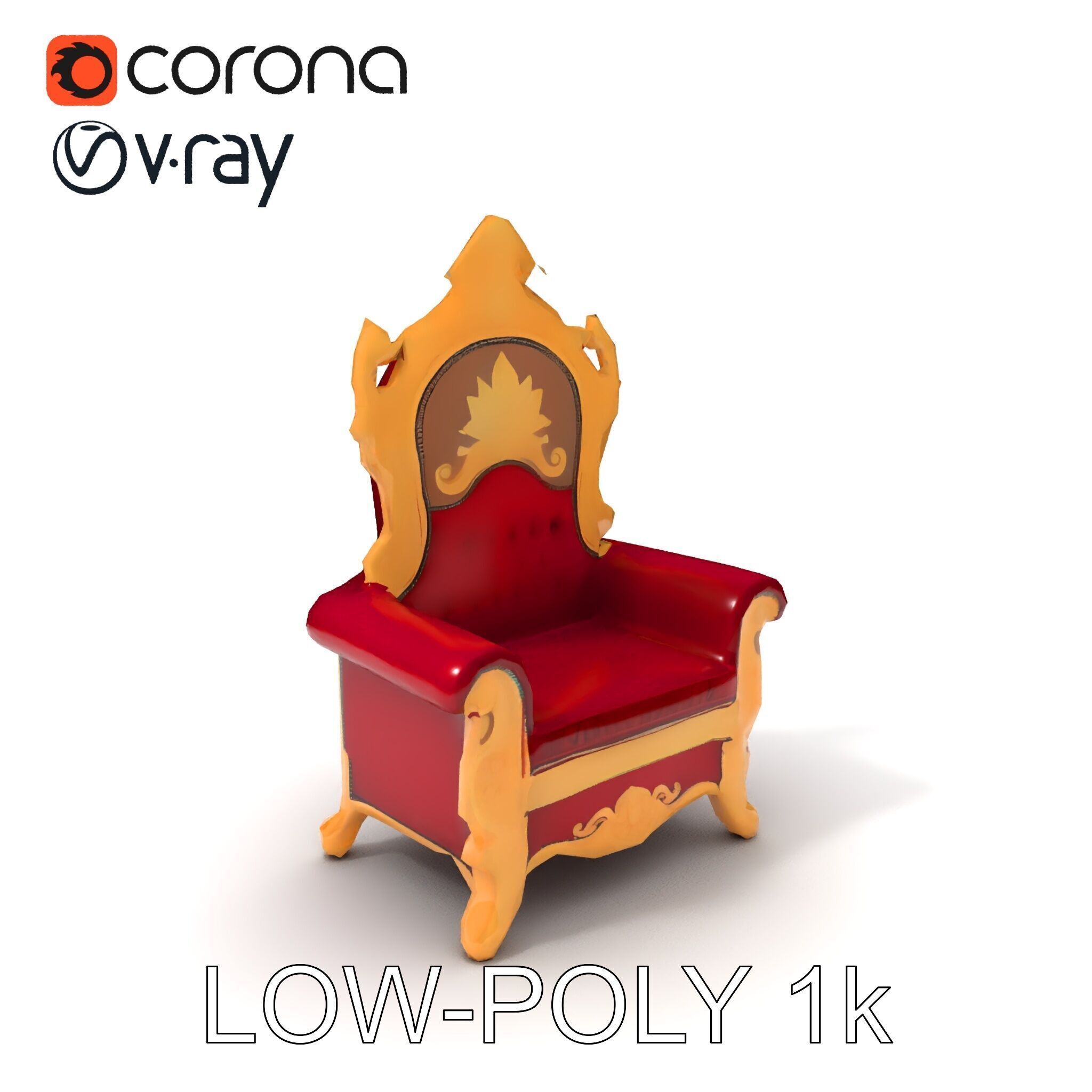 Royal Throne Chair D Model Pack Low-poly 3D model_26