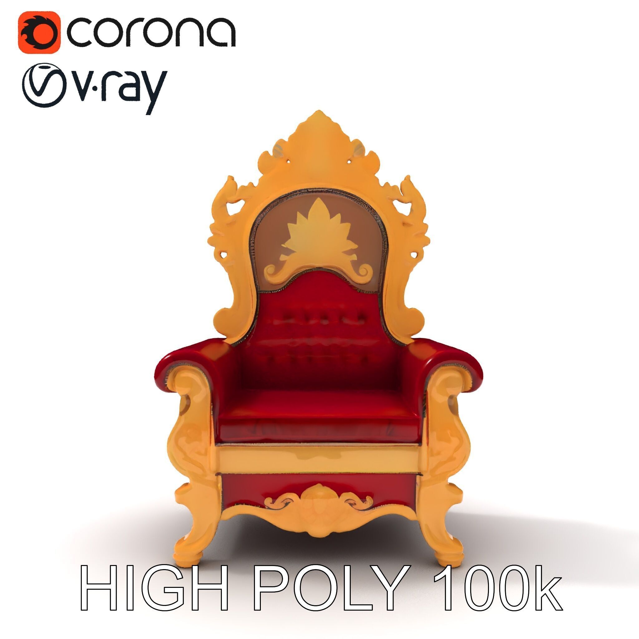 Royal Throne Chair D Model Pack Low-poly 3D model_21