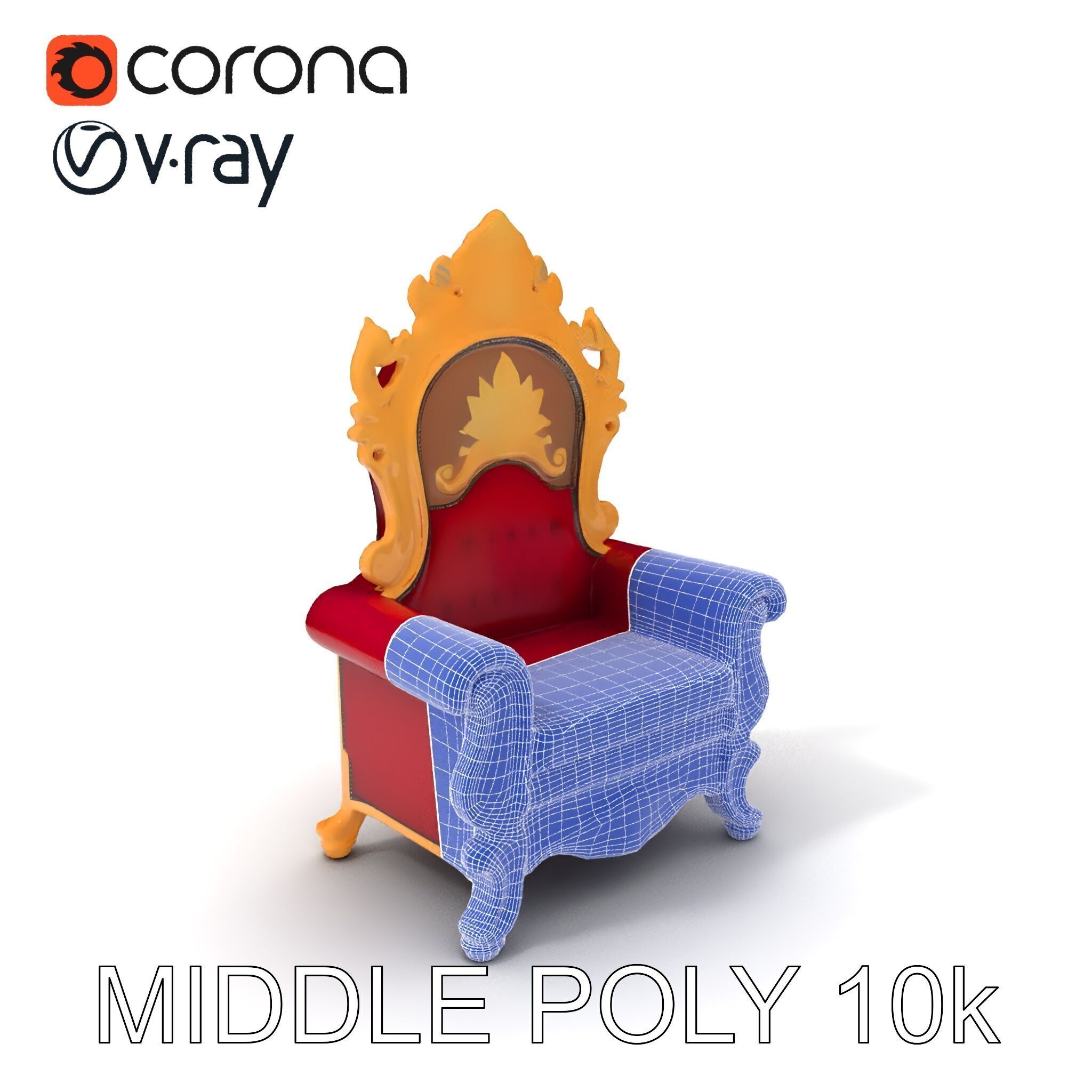Royal Throne Chair D Model Pack Low-poly 3D model_25