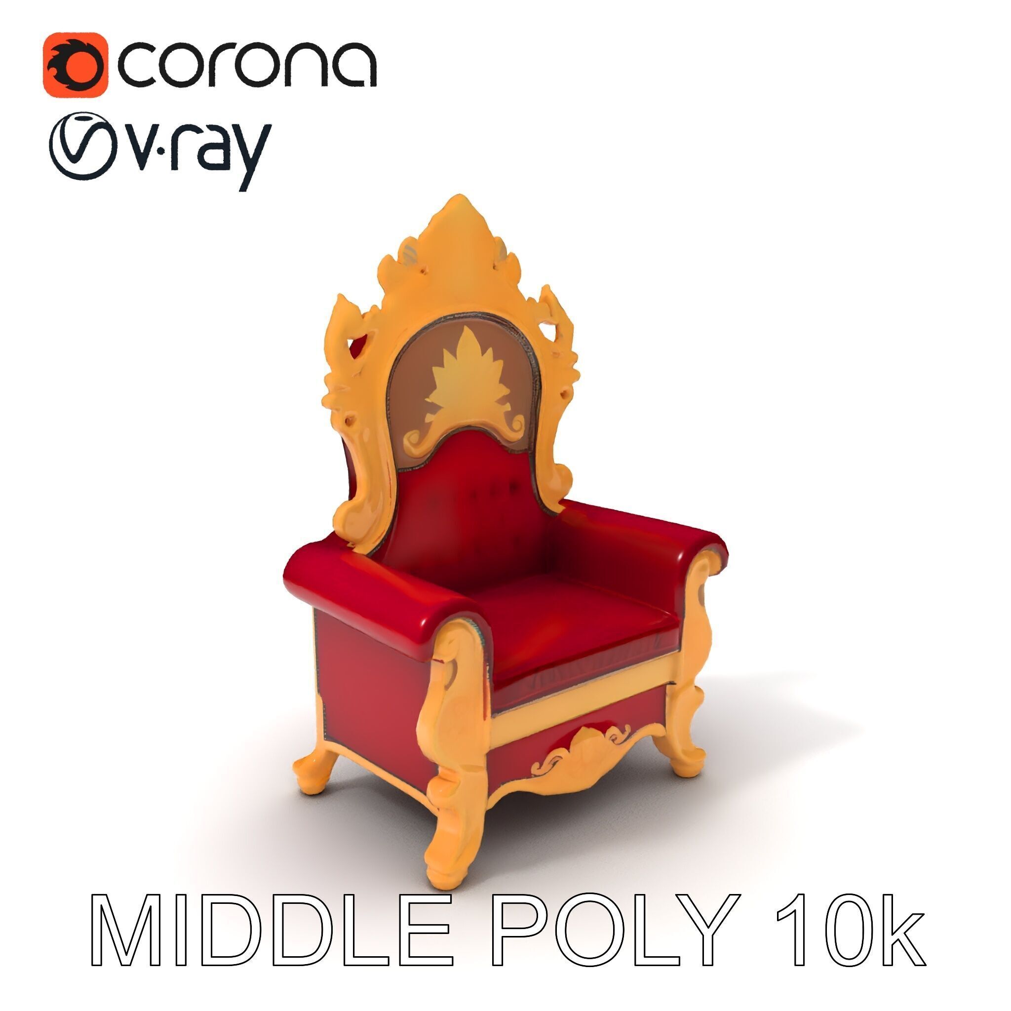 Royal Throne Chair D Model Pack Low-poly 3D model_16