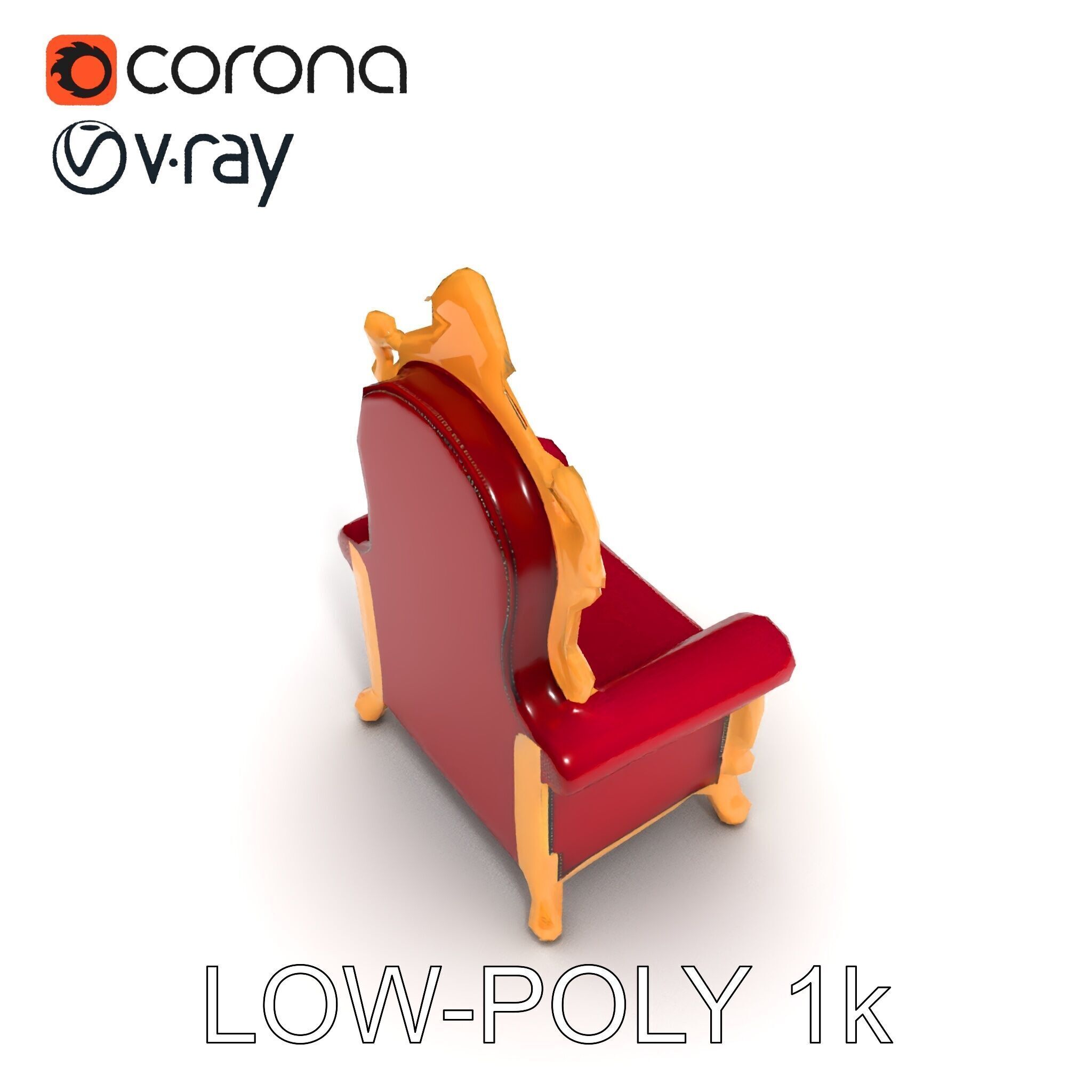 Royal Throne Chair D Model Pack Low-poly 3D model_31