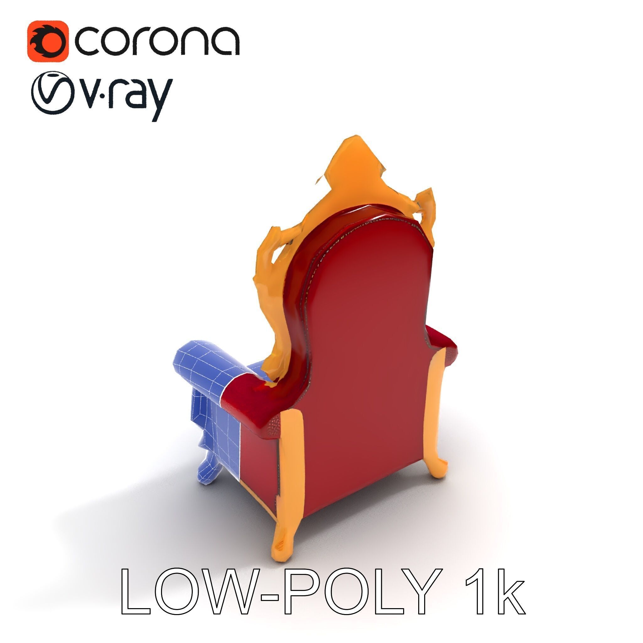 Royal Throne Chair D Model Pack Low-poly 3D model_17
