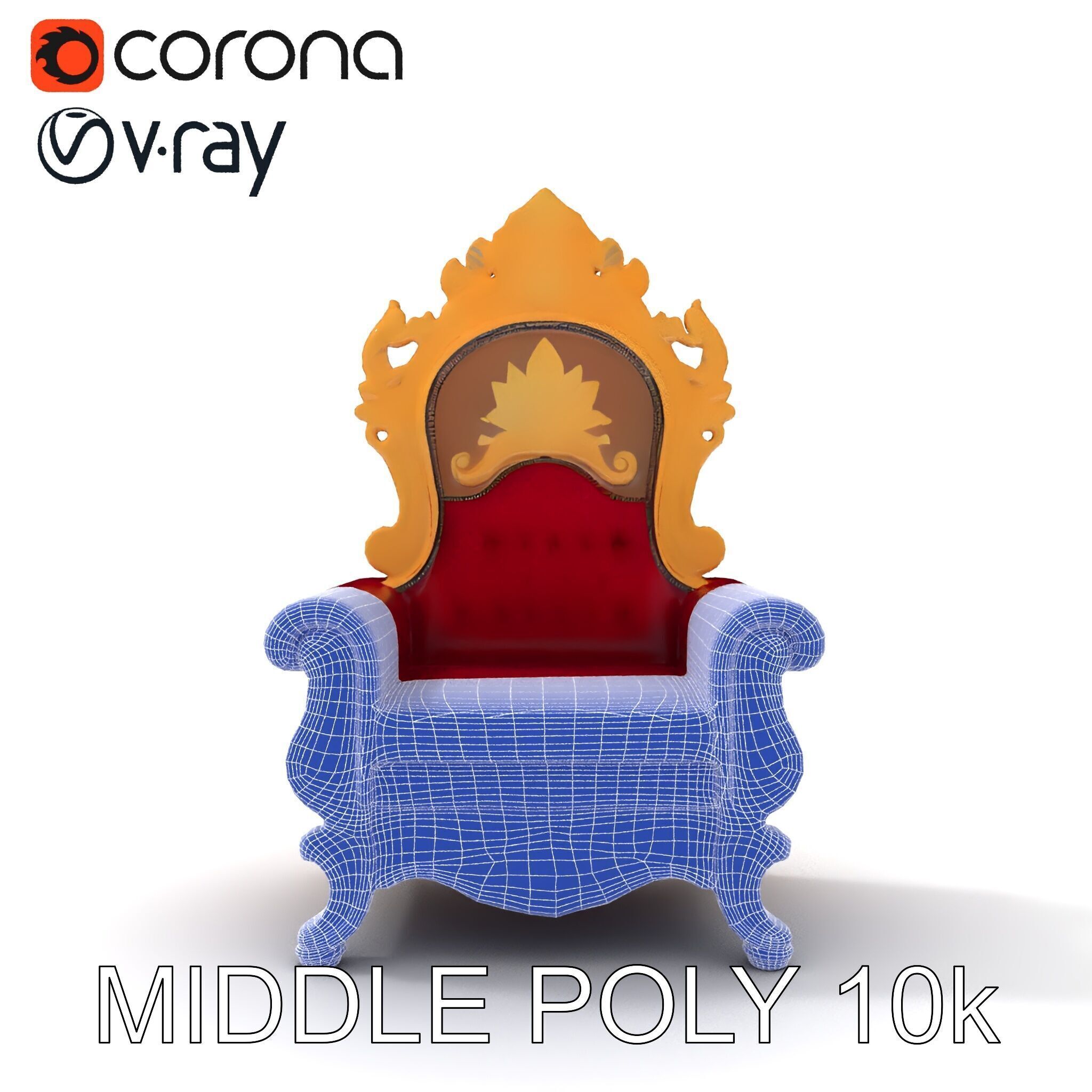 Royal Throne Chair D Model Pack Low-poly 3D model_22