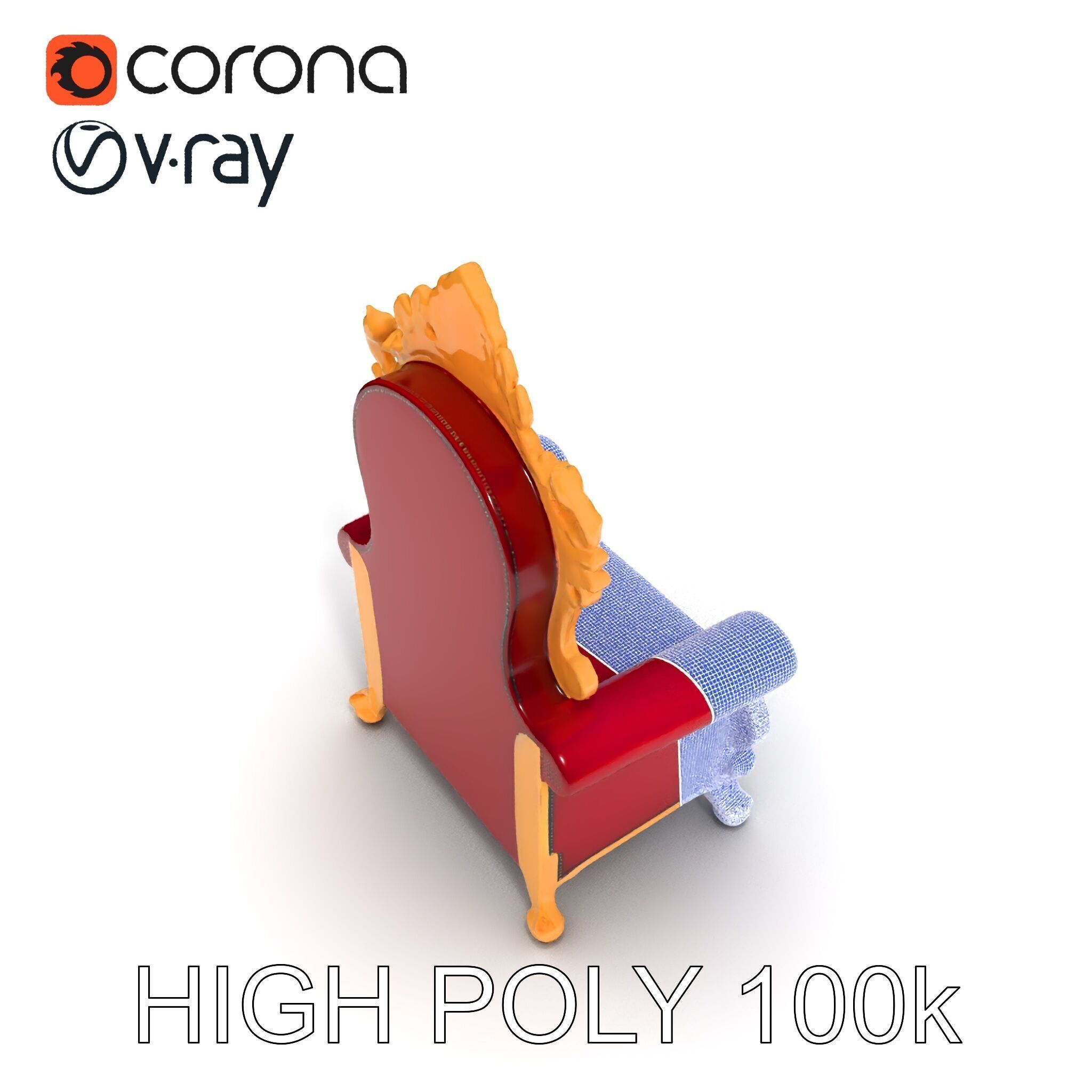 Royal Throne Chair D Model Pack Low-poly 3D model_24