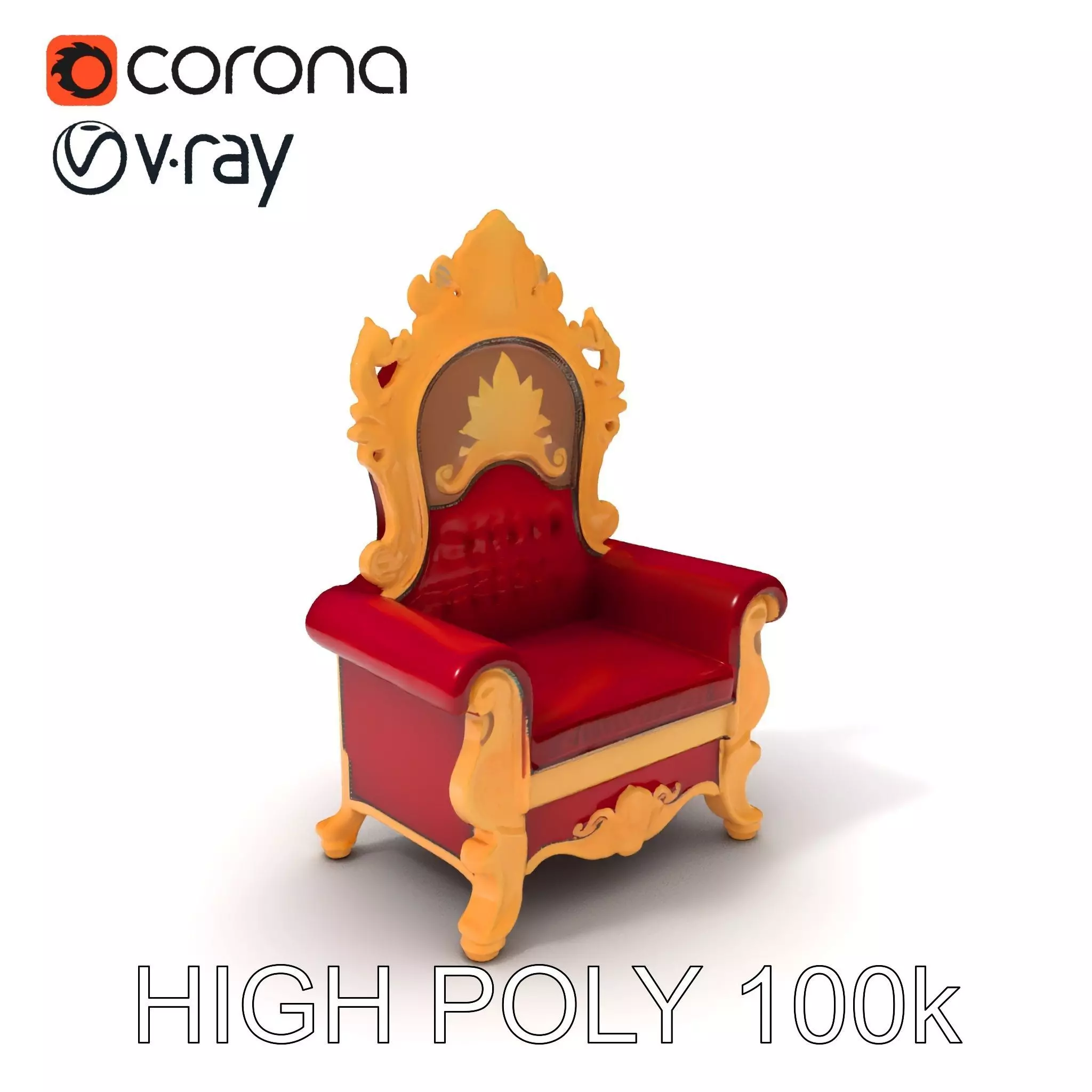 Royal Throne Chair D Model Pack Low-poly 3D model_0