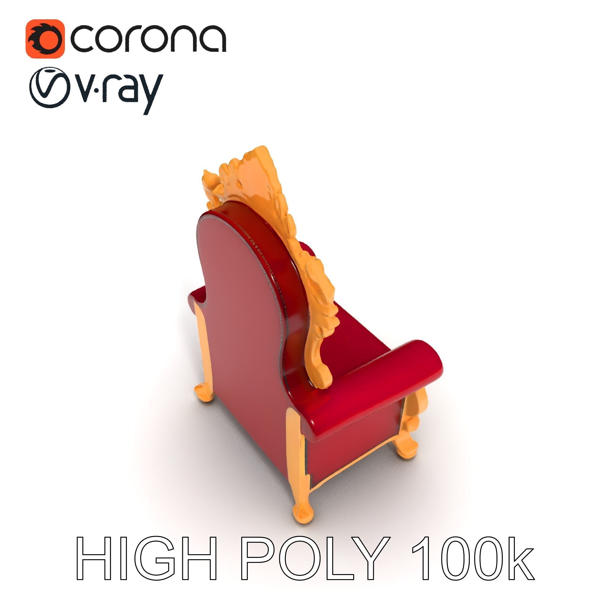 Royal Throne Chair D Model Pack Low-poly 3D model_27