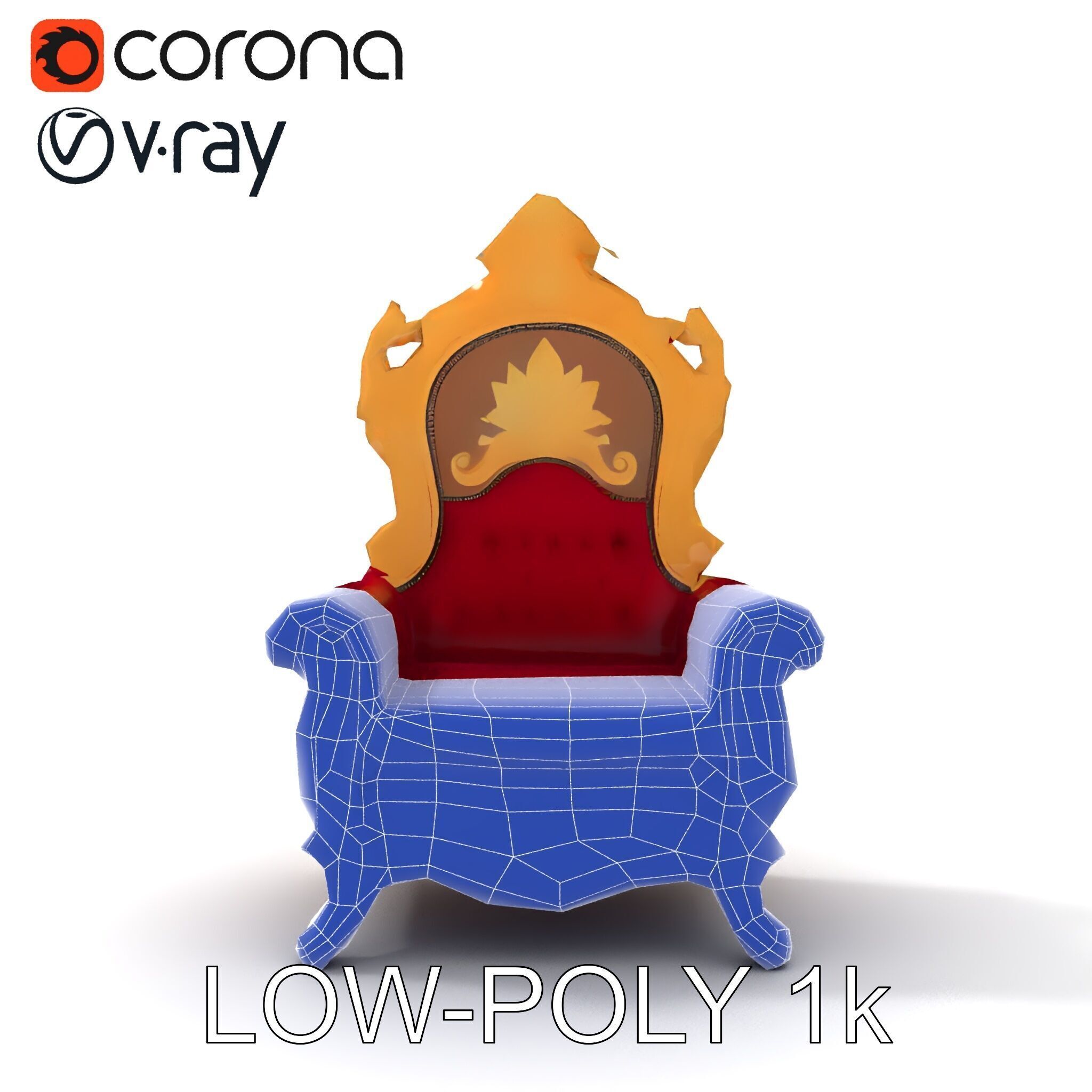 Royal Throne Chair D Model Pack Low-poly 3D model_11