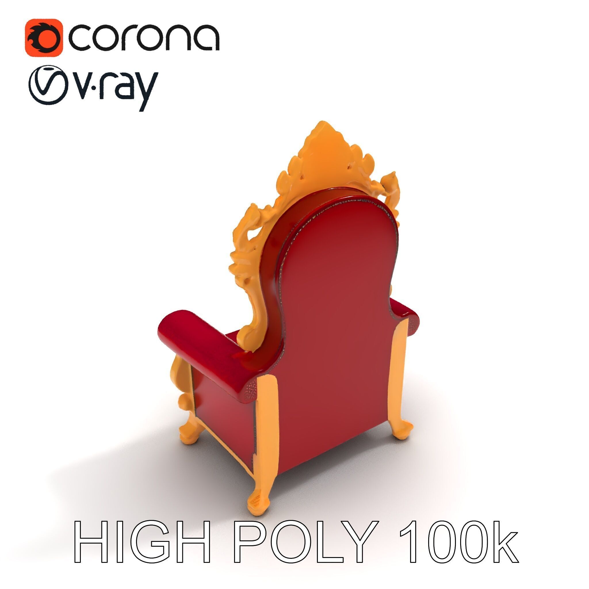 Royal Throne Chair D Model Pack Low-poly 3D model_15