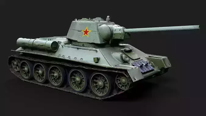 military soviet t34 tank original painting PBR photogrammetry Low-poly 3D model