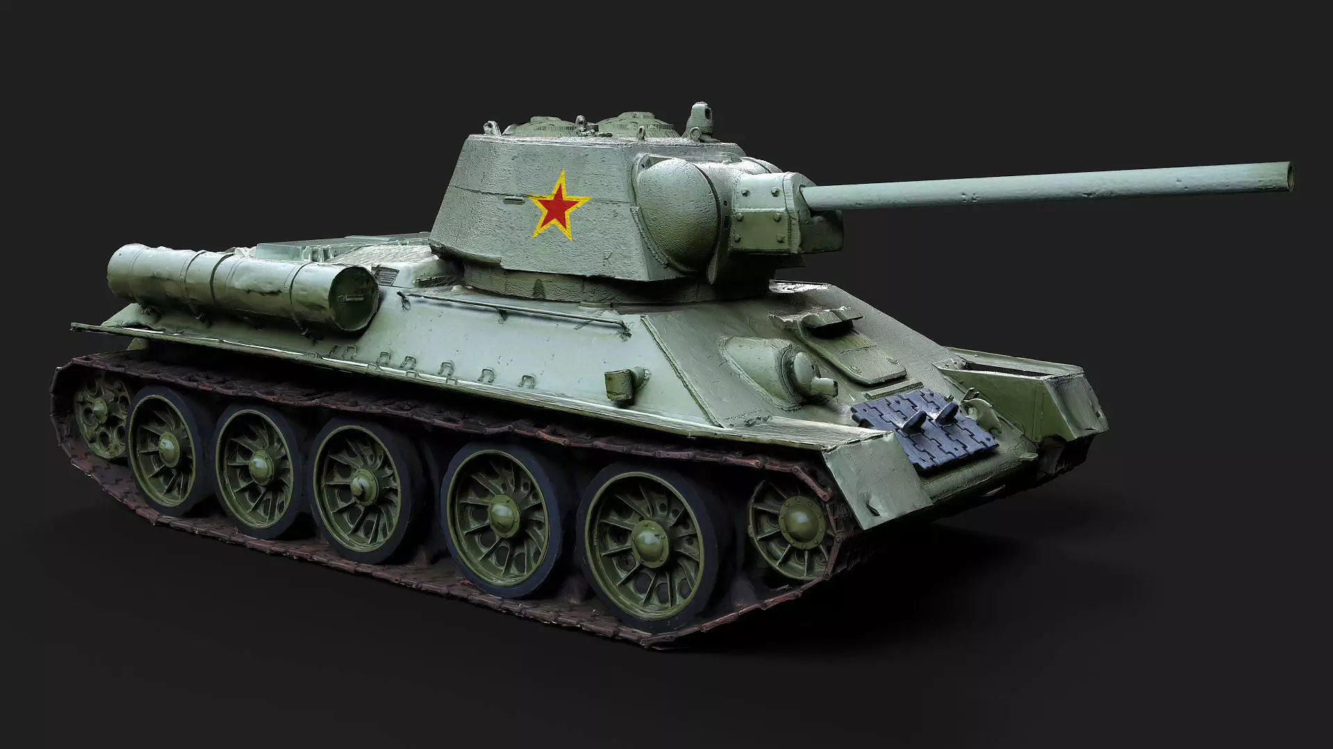 military soviet t34 tank original painting PBR photogrammetry Low-poly 3D model