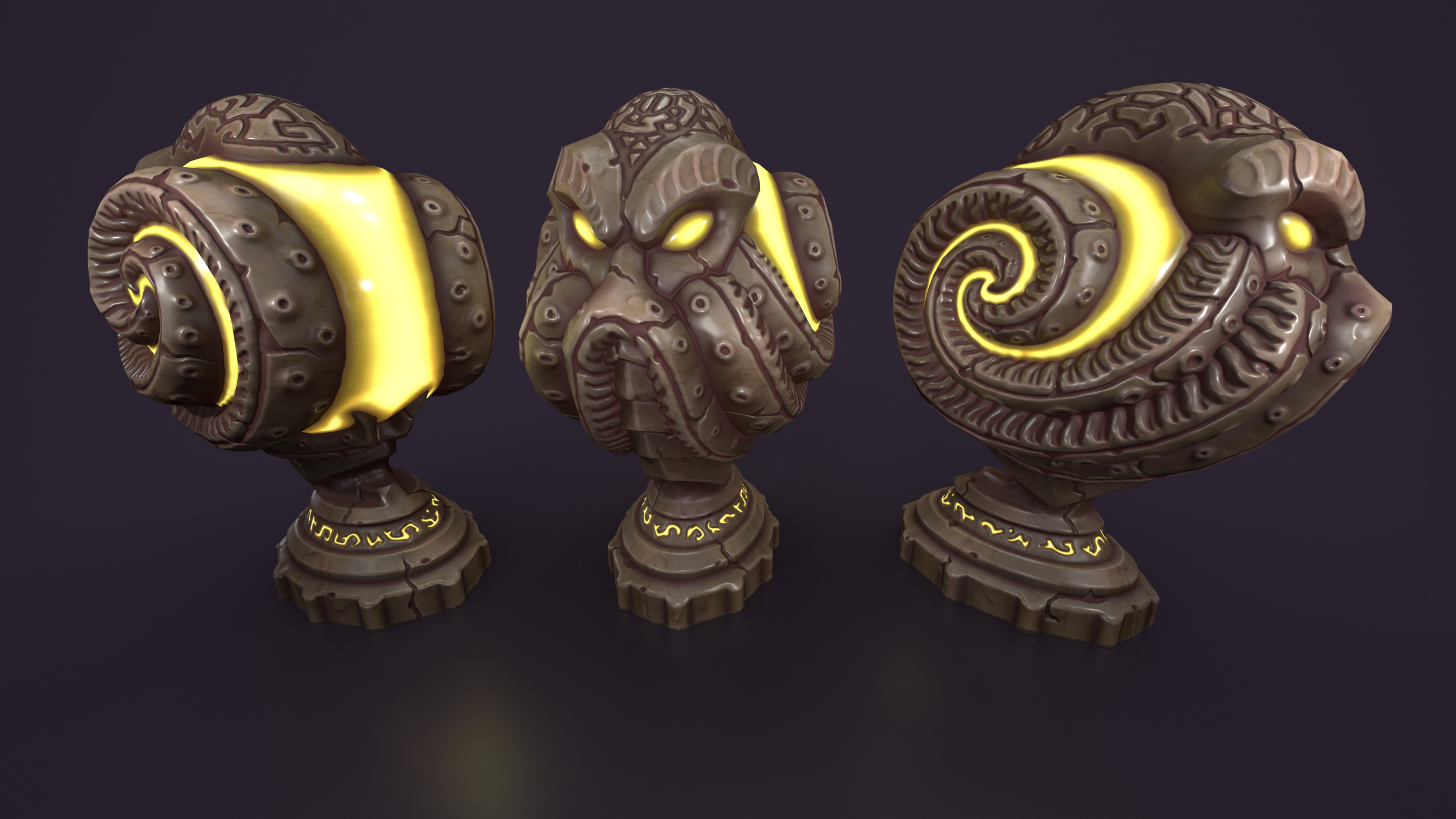 Ancient sphere stone Low-poly 3D model_4