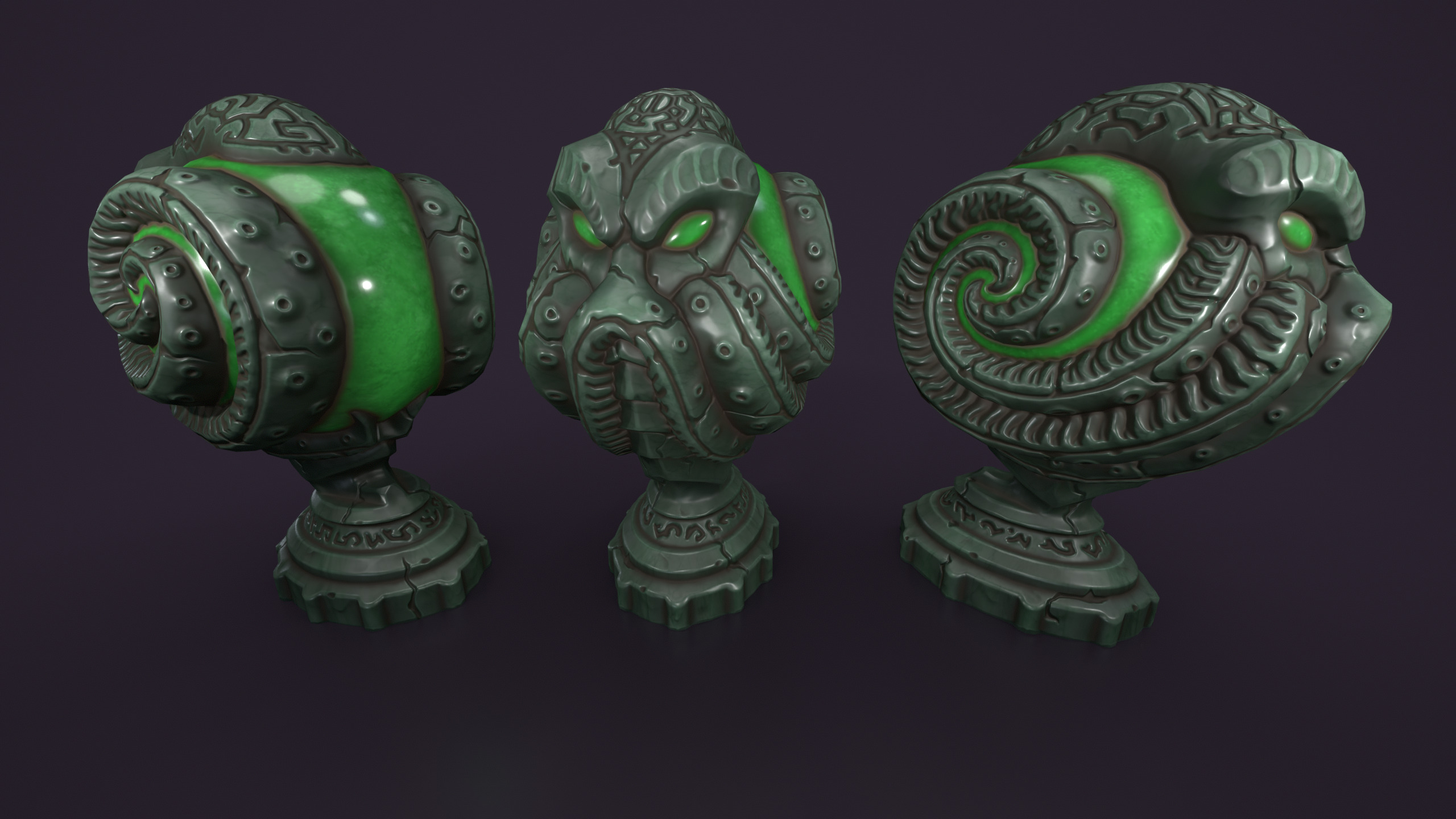 Ancient sphere stone Low-poly 3D model_9