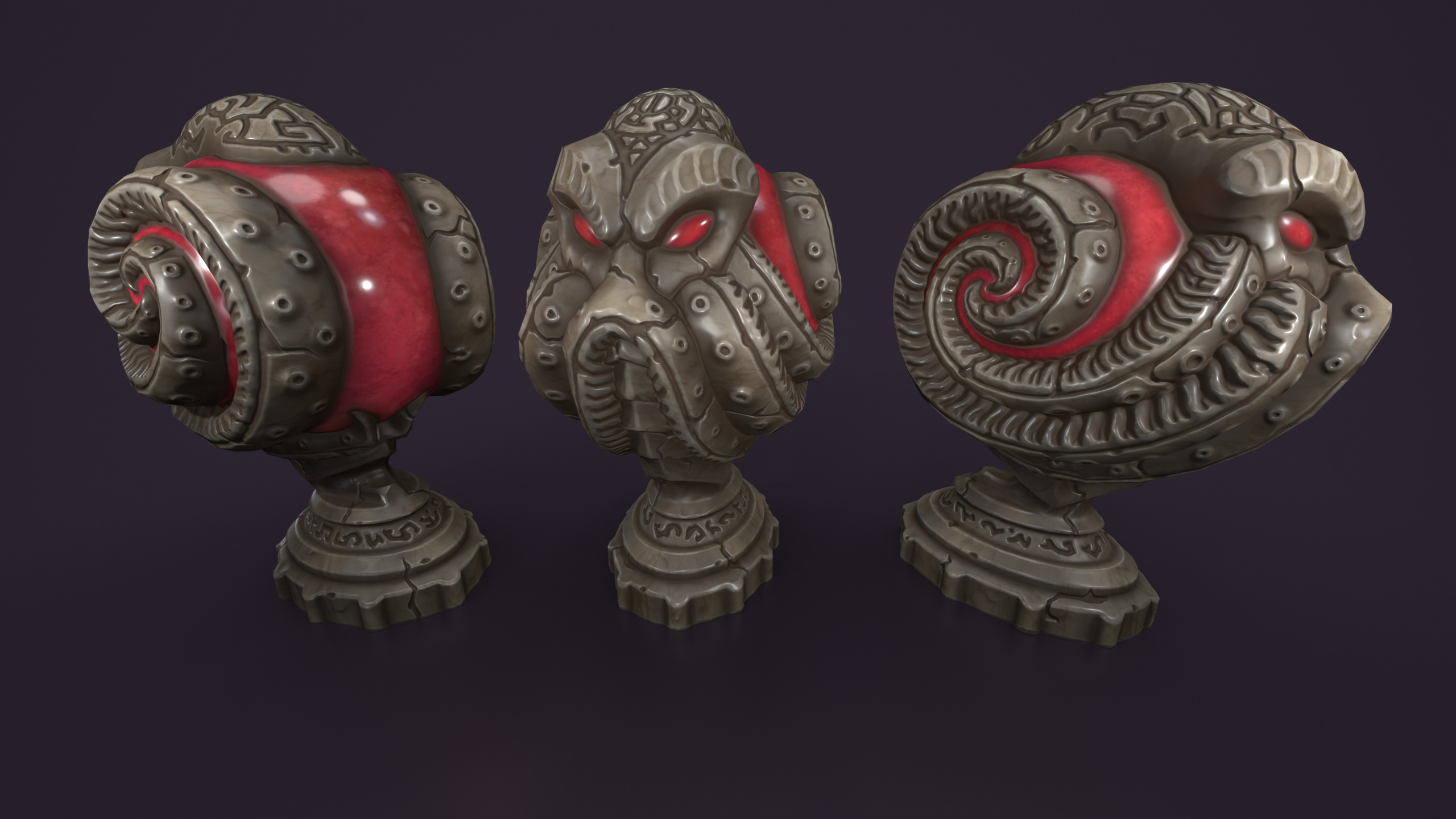 Ancient sphere stone Low-poly 3D model_1