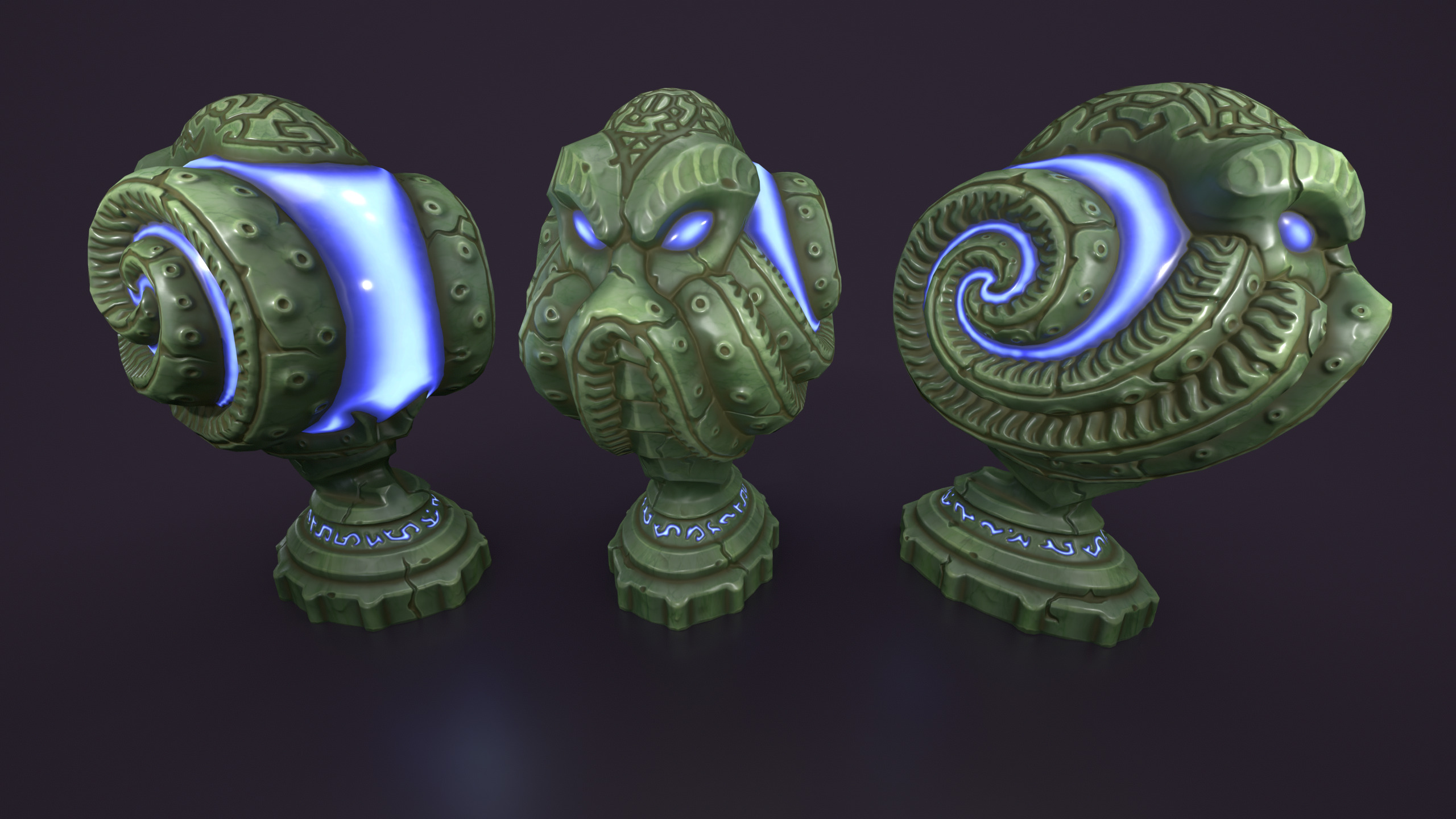 Ancient sphere stone Low-poly 3D model_5