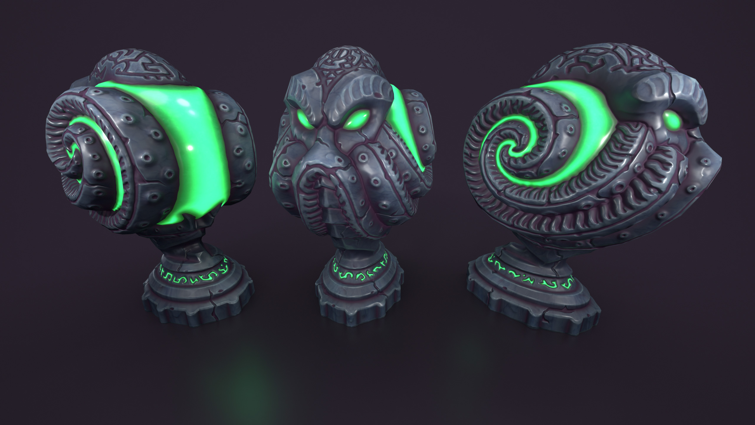 Ancient sphere stone Low-poly 3D model_7