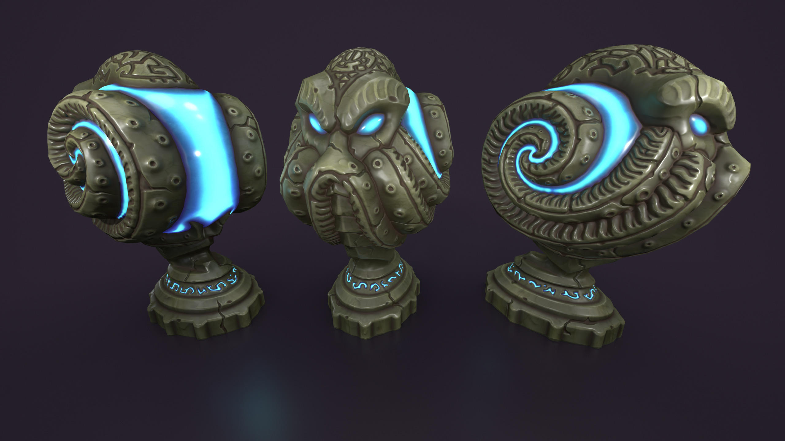 Ancient sphere stone Low-poly 3D model_3