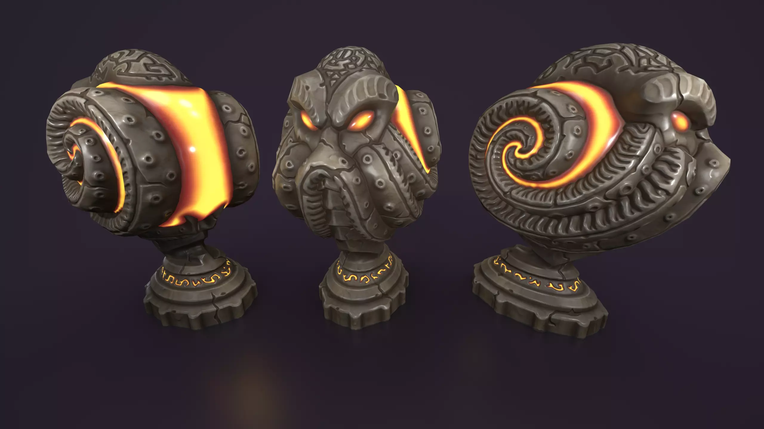 Ancient sphere stone Low-poly 3D model_0