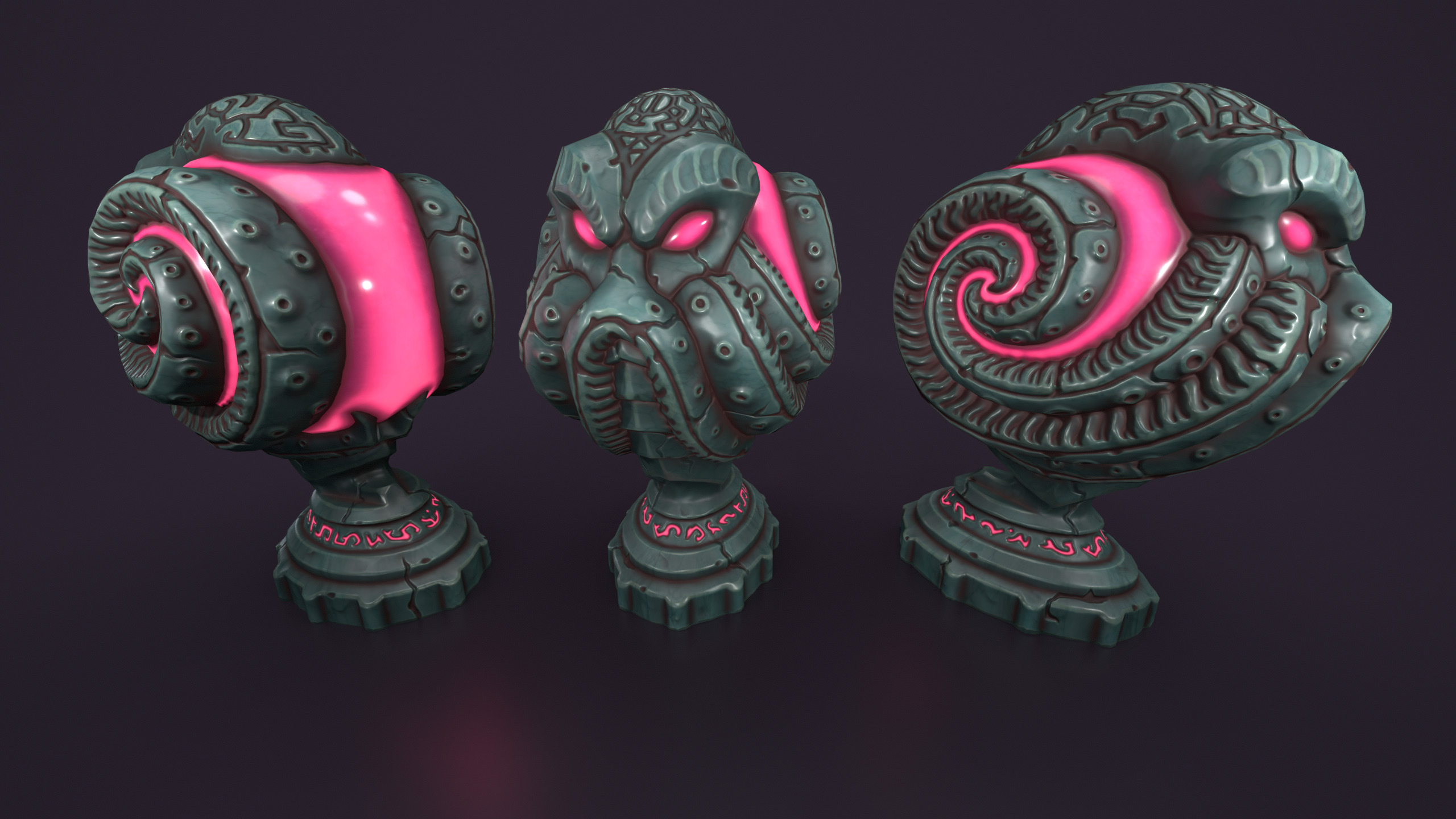 Ancient sphere stone Low-poly 3D model_6