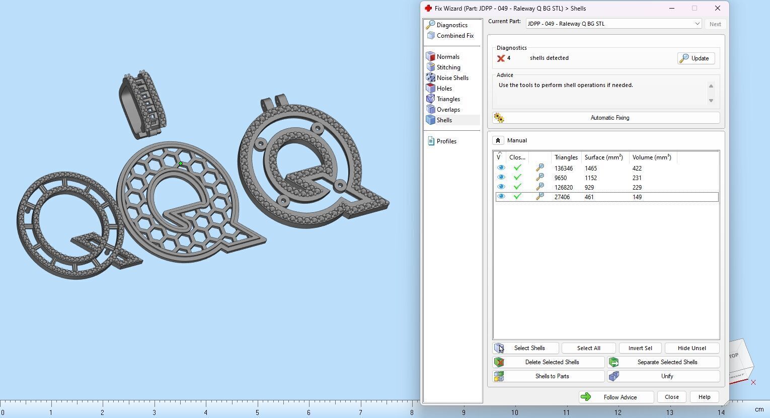 Custom Initial Q Letter Diamond A to Z Alphabet Bug Necklace 3D print model_16