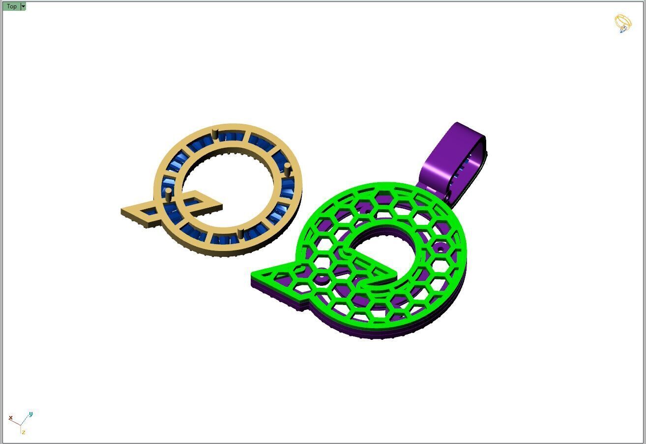 Custom Initial Q Letter Diamond A to Z Alphabet Bug Necklace 3D print model_10