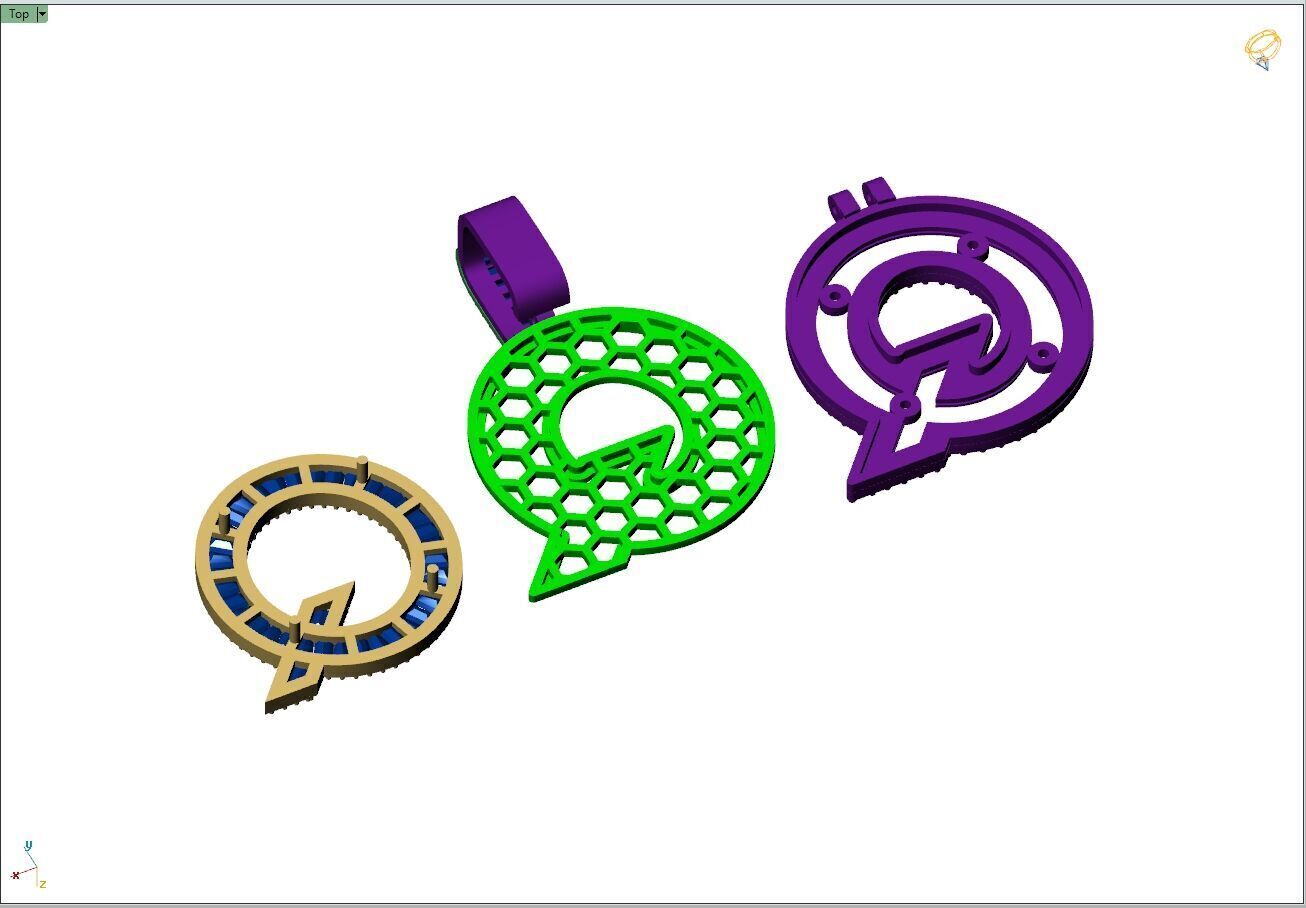 Custom Initial Q Letter Diamond A to Z Alphabet Bug Necklace 3D print model_12