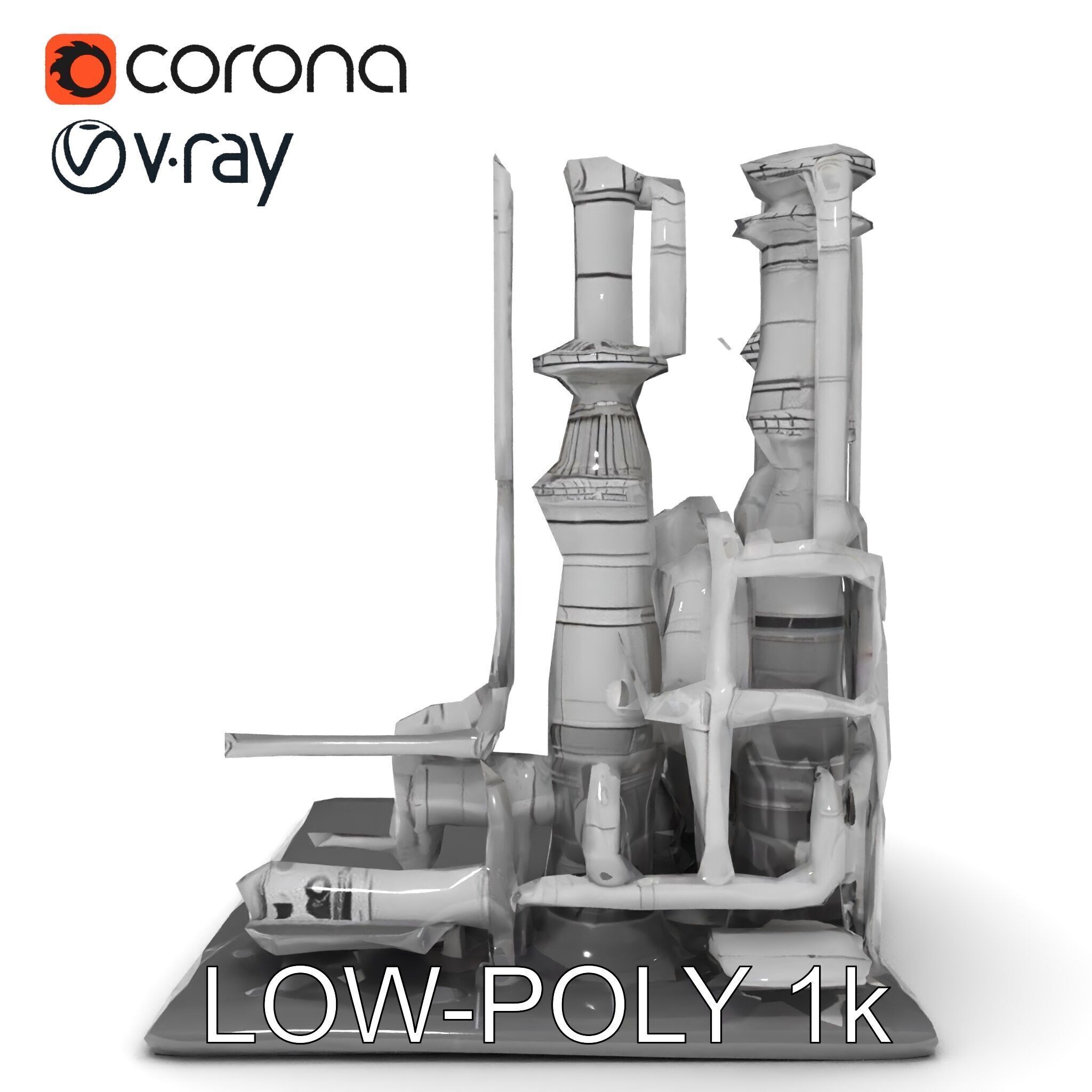 Industrial Chemical Plant Model Pack Low-poly 3D model_34