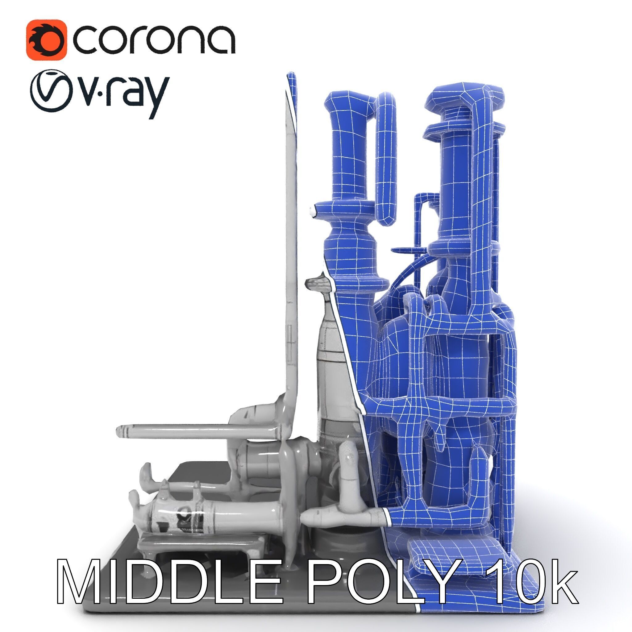 Industrial Chemical Plant Model Pack Low-poly 3D model_8