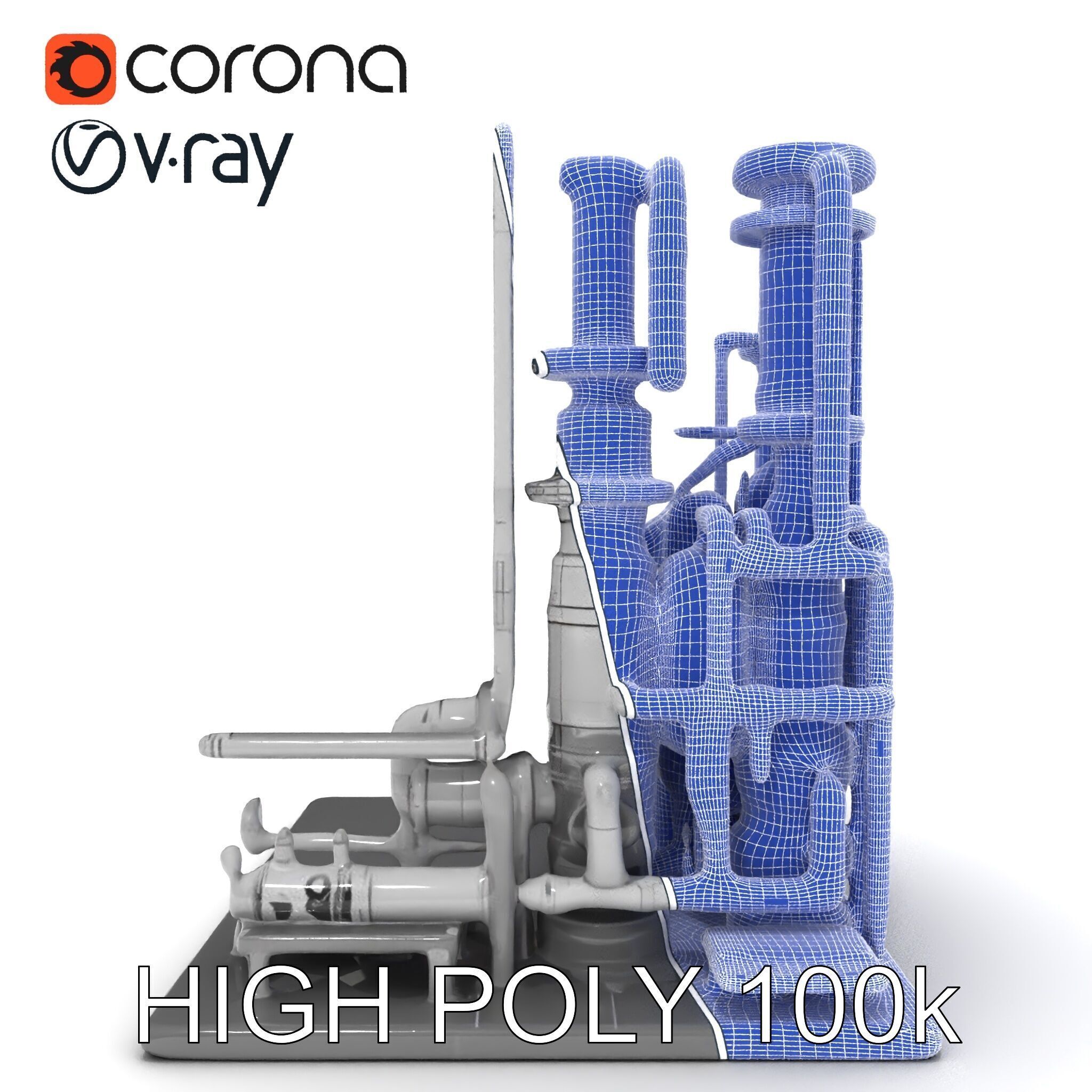 Industrial Chemical Plant Model Pack Low-poly 3D model_16