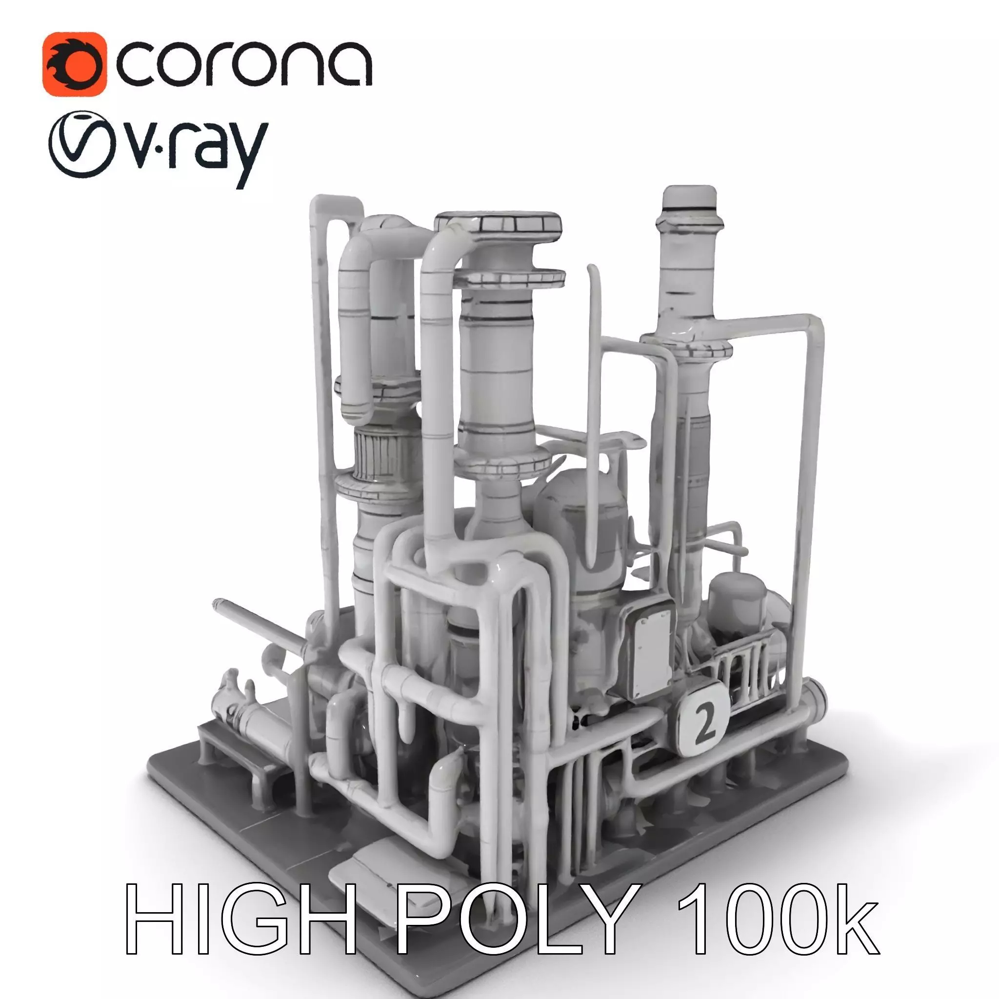 Industrial Chemical Plant Model Pack Low-poly 3D model_0
