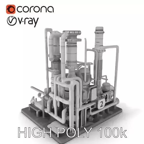 Industrial Chemical Plant Model Pack Low-poly 3D model